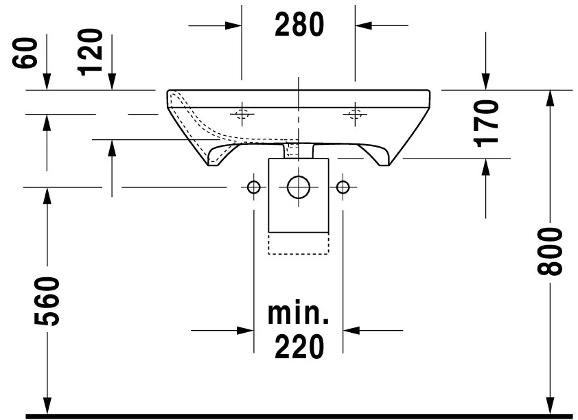 Wandwaschtisch „DuraStyle“, ohne Überlauf, Hahnlochposition mittig Wandwaschtisch „DuraStyle“, ohne Überlauf, Hahnlochposition mittig
