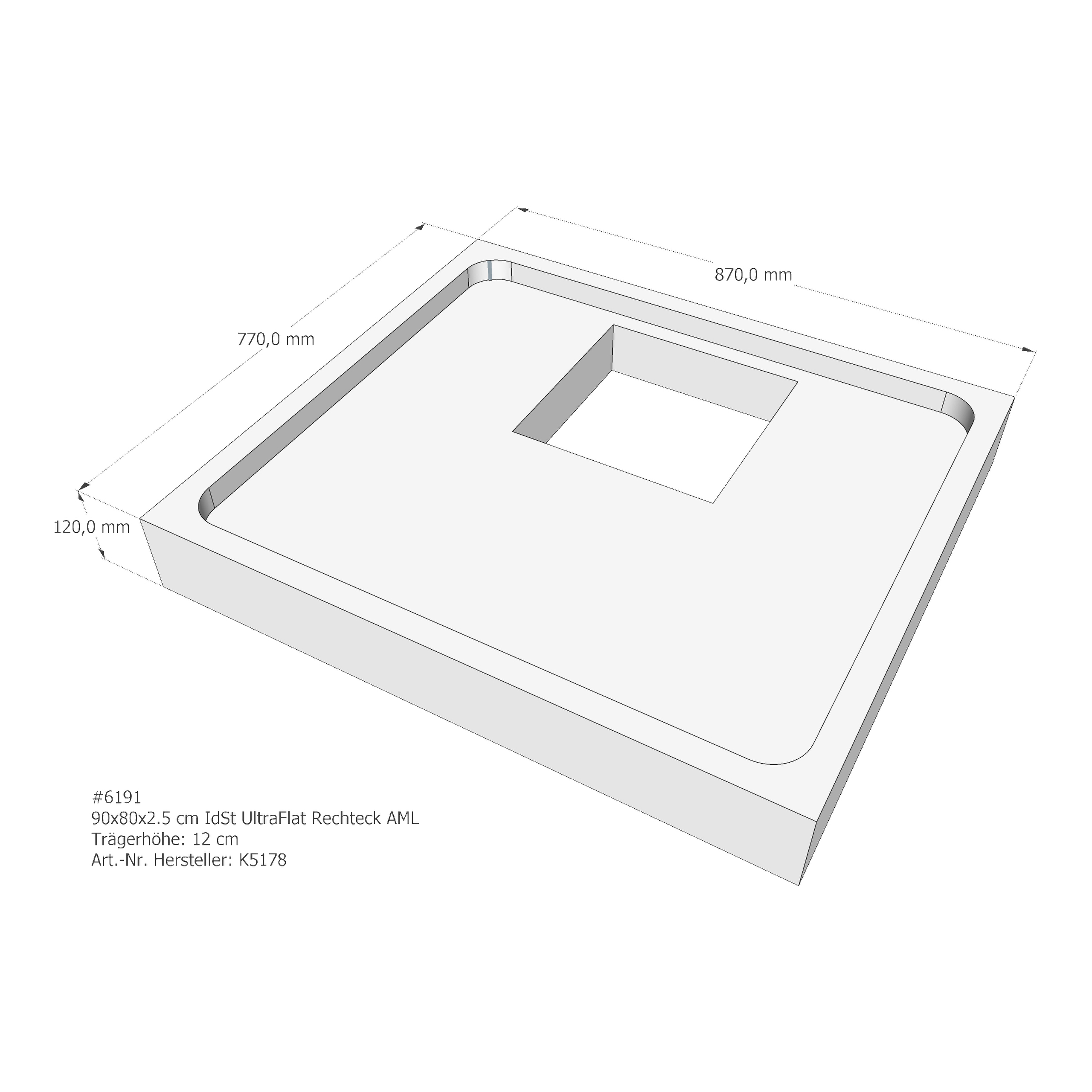 Duschwannenträger für Ideal Standard Ultra Flat 90 × 80 × 2,5 cm
