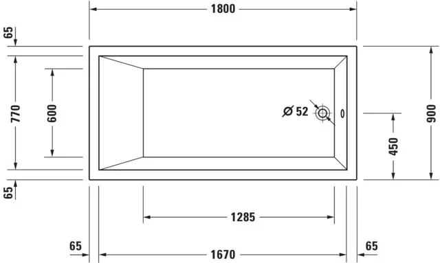 Duravit Badewanne „Starck“ rechteck 180 × 90 cm, Fußablauf