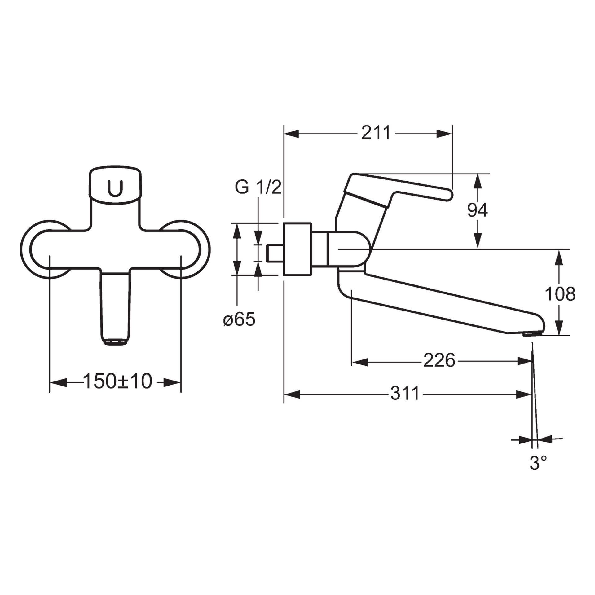 HA Einhebelmischer Waschtisch- und Küchenarmatur HANSAMEDIPRO 0257 Ausladung 311mm DN15 Chrom