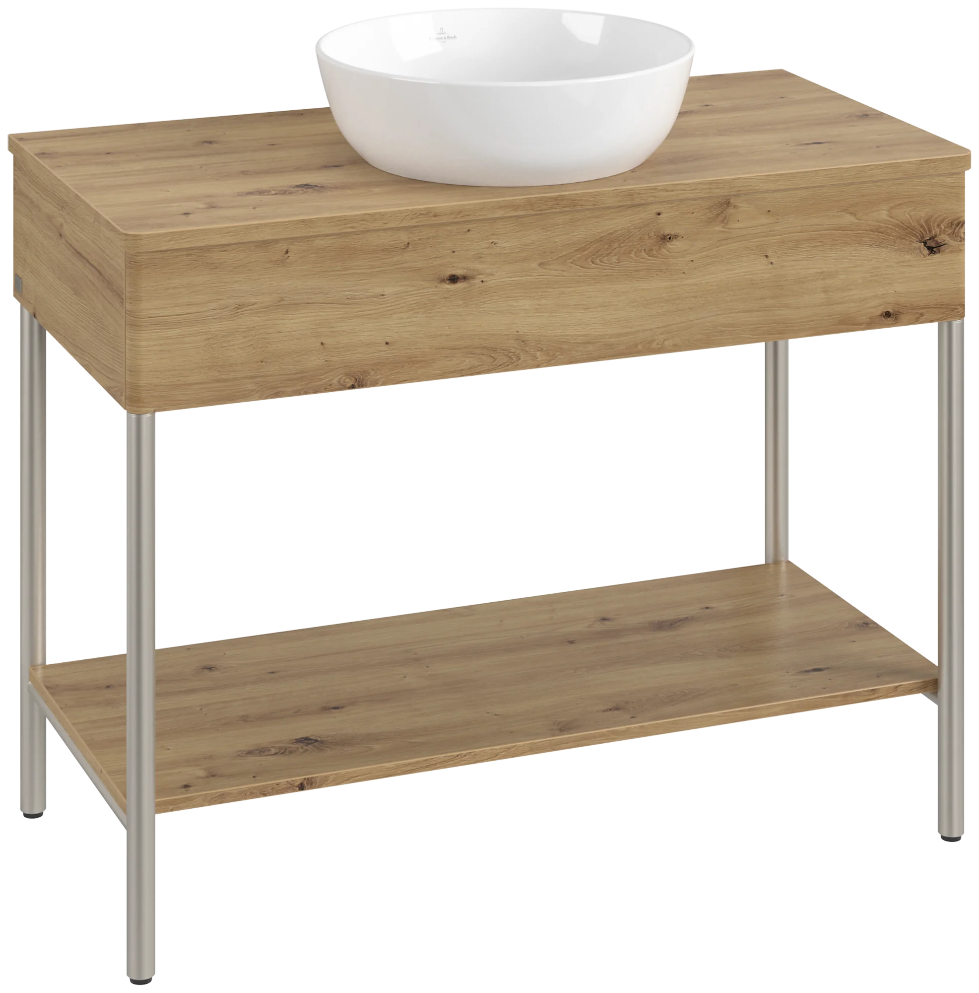 Villeroy & Boch Waschbeckenunterschrank Artis K64010, Eckig Oak Natural Touch, 1.000 x 782 x 500 mm, Push-to-open Funktion, 1 Auszug mit Antirutsch-Boden
