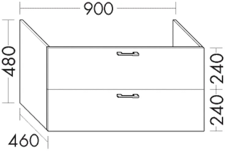 Burgbad Waschtischunterschrank Sys30, 900 mm breit, 480 mm hoch, 460 mm tief, 1 Schublade oben mit Siphonausschnitt, 1 Auszug unten Burgbad Waschtischunterschrank Sys30, 900 mm breit, 480 mm hoch, 460 mm tief, 1 Schublade oben mit Siphonausschnitt, 1 Auszug unten