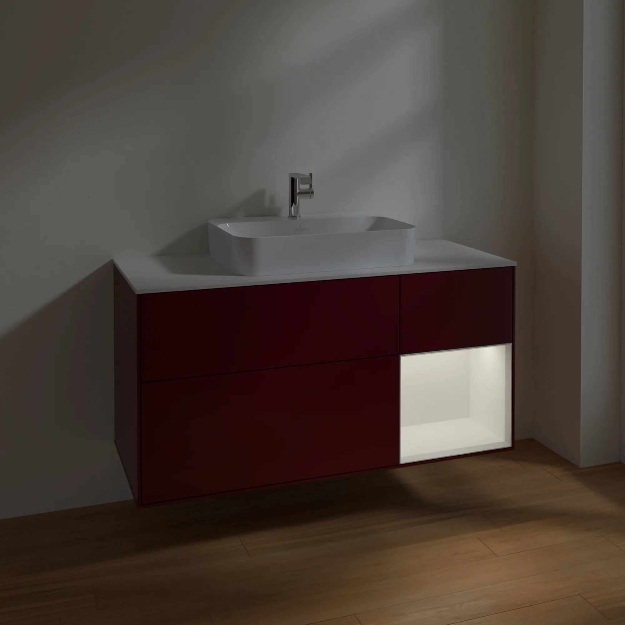 Villeroy & Boch Waschtischunterschrank „Finion“ für Schrankwaschtisch 1200 × 603 × 501 mm Peony Matt Lacquer, für Becken mittig Villeroy & Boch Waschtischunterschrank „Finion“ für Schrankwaschtisch 1200 × 603 × 501 mm Peony Matt Lacquer, für Becken mittig