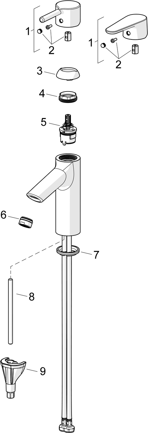 EHM Waschtischbatterie VANTIS XL 5256 Ablaufgarnitur mit Zugstange Ausladung 114 mm Chrom