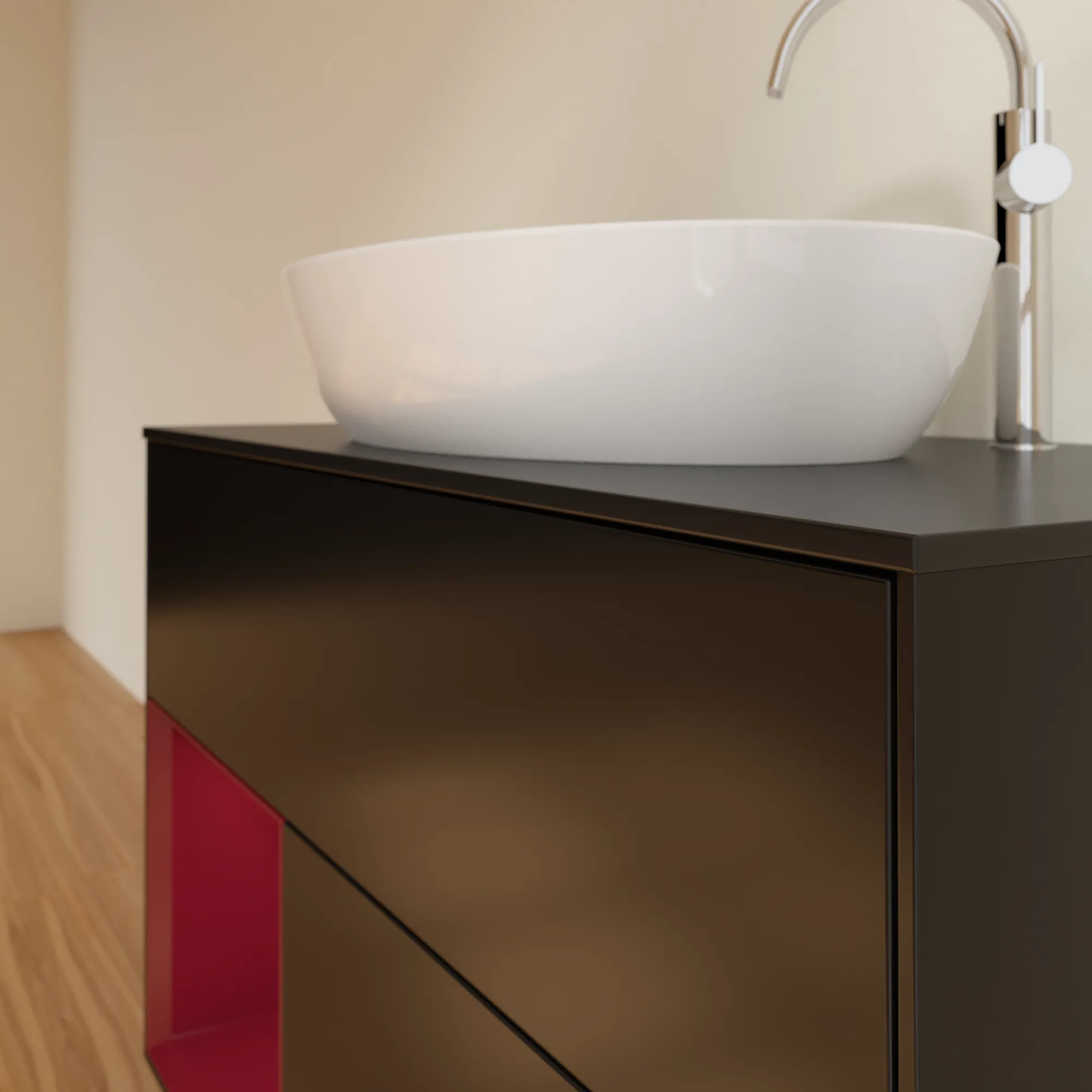 Villeroy & Boch Waschbeckenunterschrank Finion F89, 1000x603x501 mm, Black Matt Lacquer, mit Beleuchtung und Push-to-open Funktion Villeroy & Boch Waschbeckenunterschrank Finion F89, 1000x603x501 mm, Black Matt Lacquer, mit Beleuchtung und Push-to-open Funktion