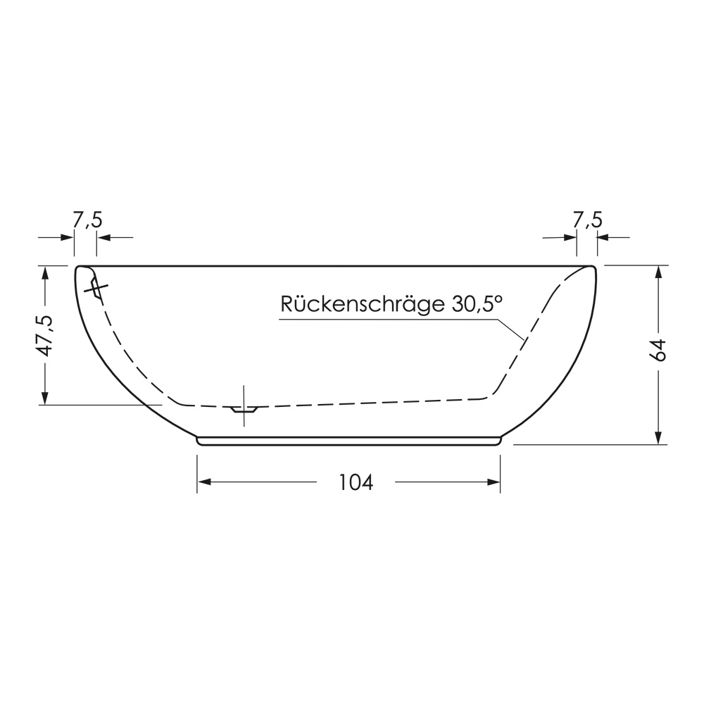 repaBAD Badewanne „Ferrara Mono“ freistehend oval 185 × 95 cm, Fußablauf