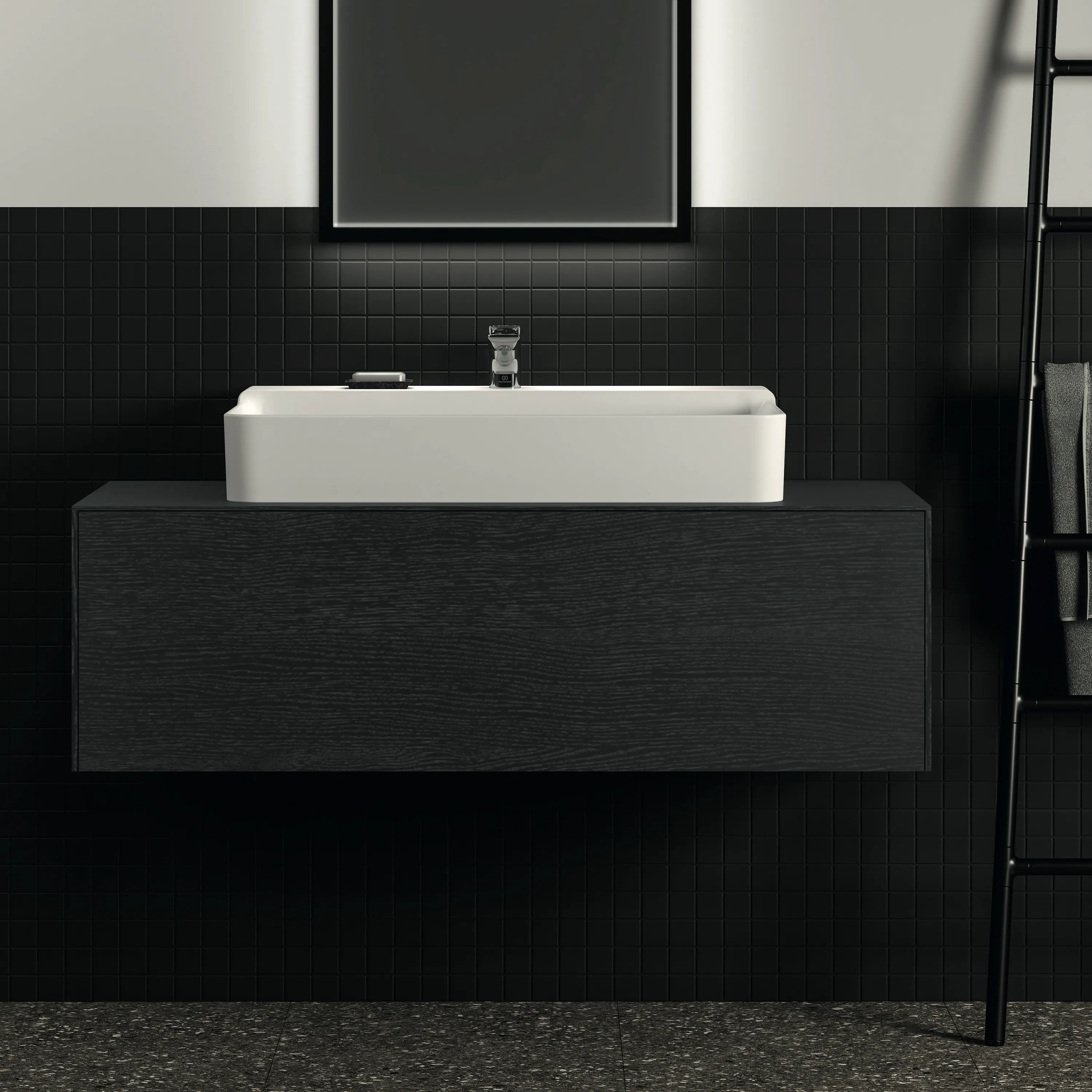 Ideal Standard Waschtischunterschrank „Conca“ 120,2 × 37 × 50,5 cm Eiche geflammt Furnier Ideal Standard Waschtischunterschrank „Conca“ 120,2 × 37 × 50,5 cm Eiche geflammt Furnier