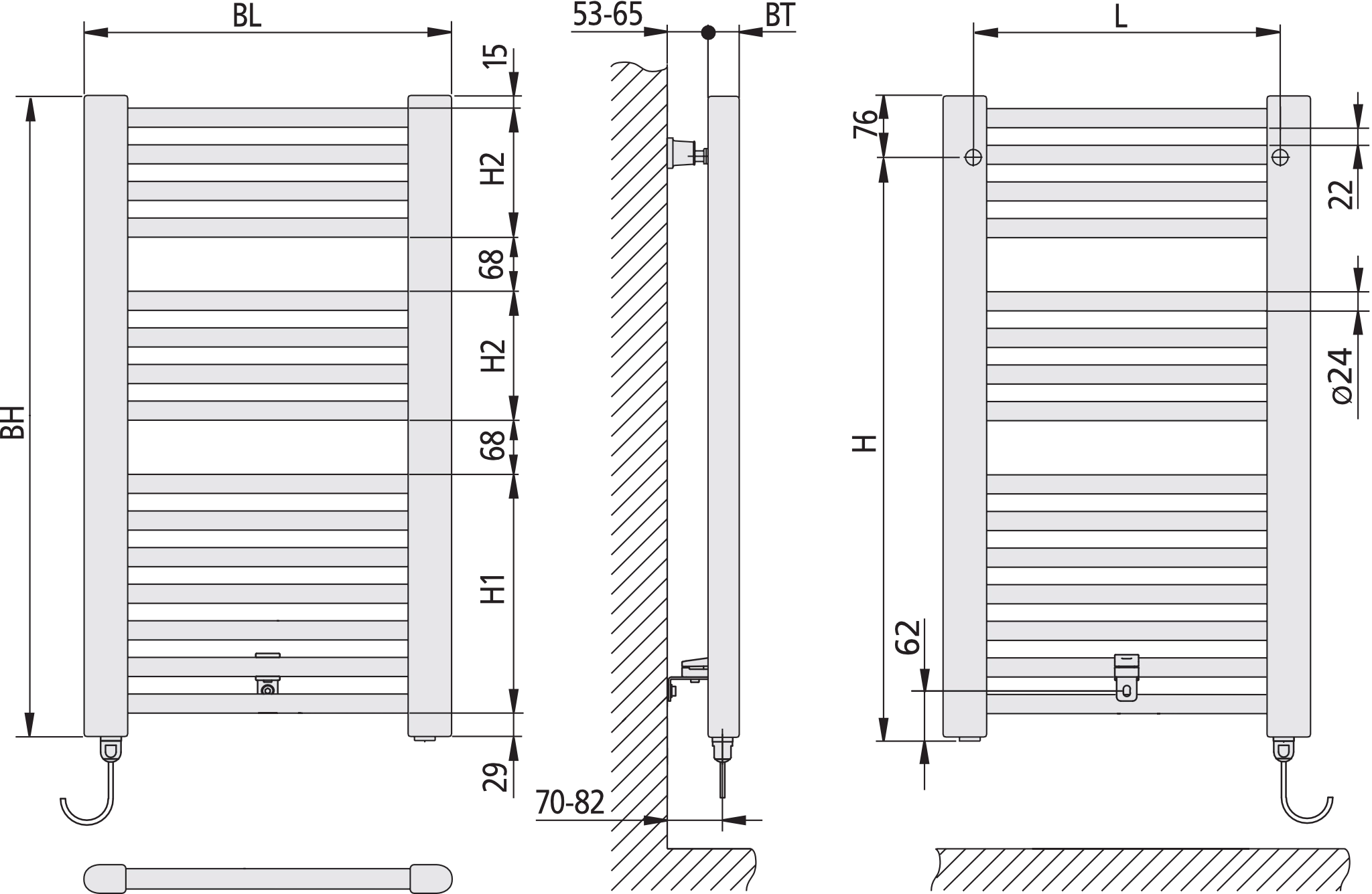 Kermi Elektroheizkörper „Basic®-E“ 59,9 × 177 cm in Farbkonzept