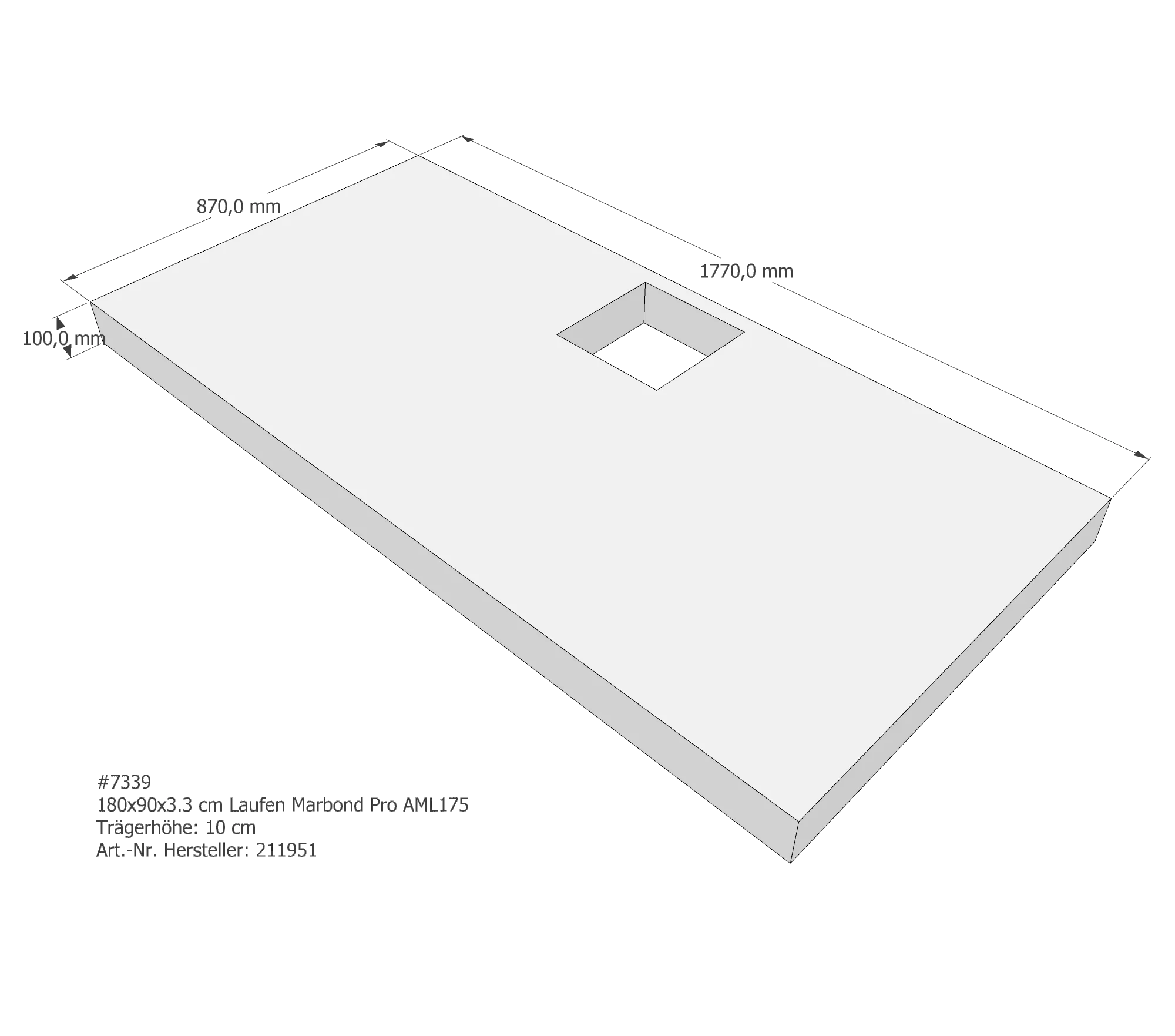 Duschwannenträger passend für Laufen Marbond_Pro 180 × 90 × 3,4 cm Duschwannenträger passend für Laufen Marbond_Pro 180 × 90 × 3,4 cm