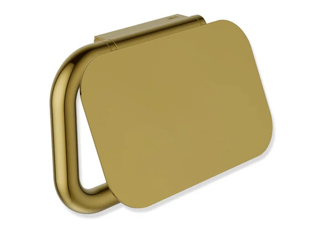 HEWI WC-Papierhalter mit Deckel Serie 480, PVD gold glänzend, 158 mm breit, 105 mm hoch, Durchmesser 15 mm