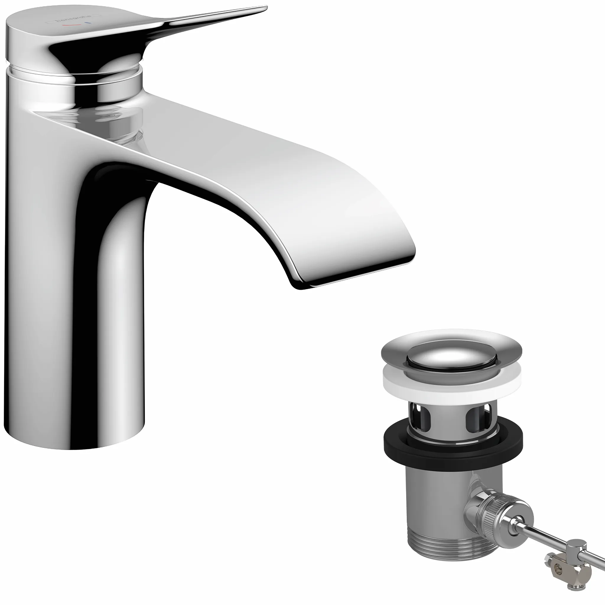 Hansgrohe Vivenis Einhebel-Waschtischmischer 80 CoolStart mit Zugstangen-Ablaufgarnitur, Chrom Hansgrohe Vivenis Einhebel-Waschtischmischer 80 CoolStart mit Zugstangen-Ablaufgarnitur, Chrom