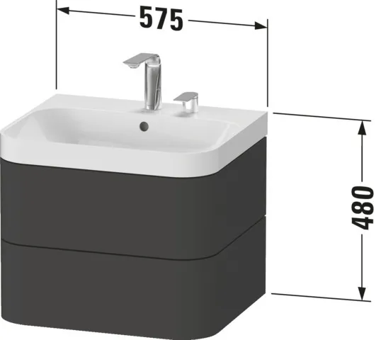 Duravit Waschtischunterschrank c-shaped Set wandhängend „Happy D.2 Plus“ 57,5 × 48 × 49 cm Weiß Hochglanz Duravit Waschtischunterschrank c-shaped Set wandhängend „Happy D.2 Plus“ 57,5 × 48 × 49 cm Weiß Hochglanz