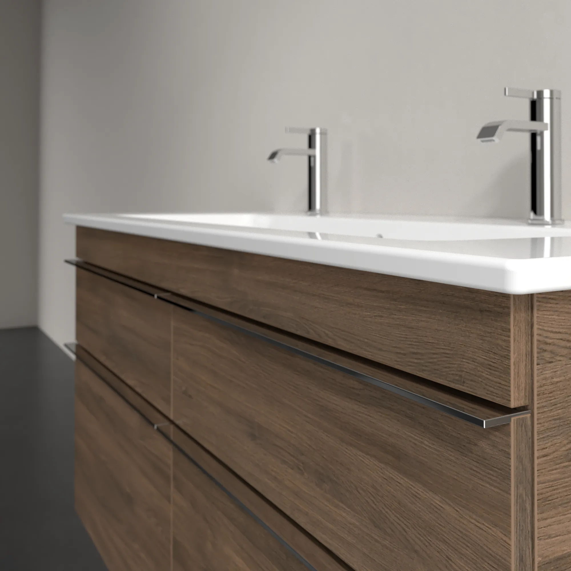Villeroy & Boch Waschtischunterschrank „Venticello“ für Schrank-Doppelwaschtisch 1153 × 590 × 502 mm Arizona Oak, für Becken mittig