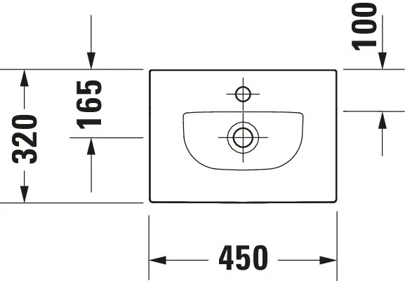 Möbelhandwaschbecken Viu 450mm ohne ÜL, mitHLB, 1 HL, weiß