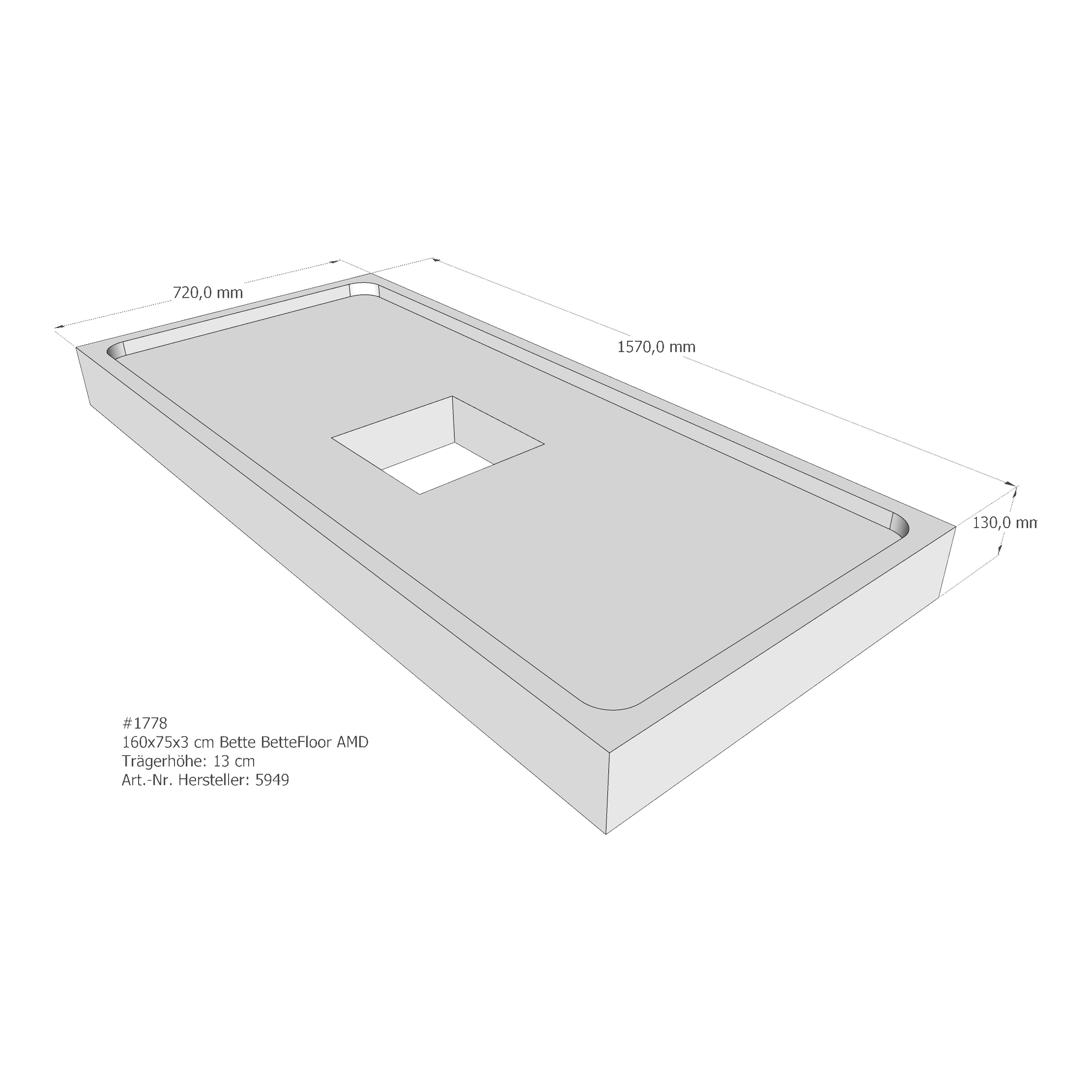 Duschwannenträger für Bette Floor 160 × 75 × 3 cm Breite: 75 cm / Länge: 160 cm Duschwannenträger für Bette Floor 160 × 75 × 3 cm Breite: 75 cm / Länge: 160 cm