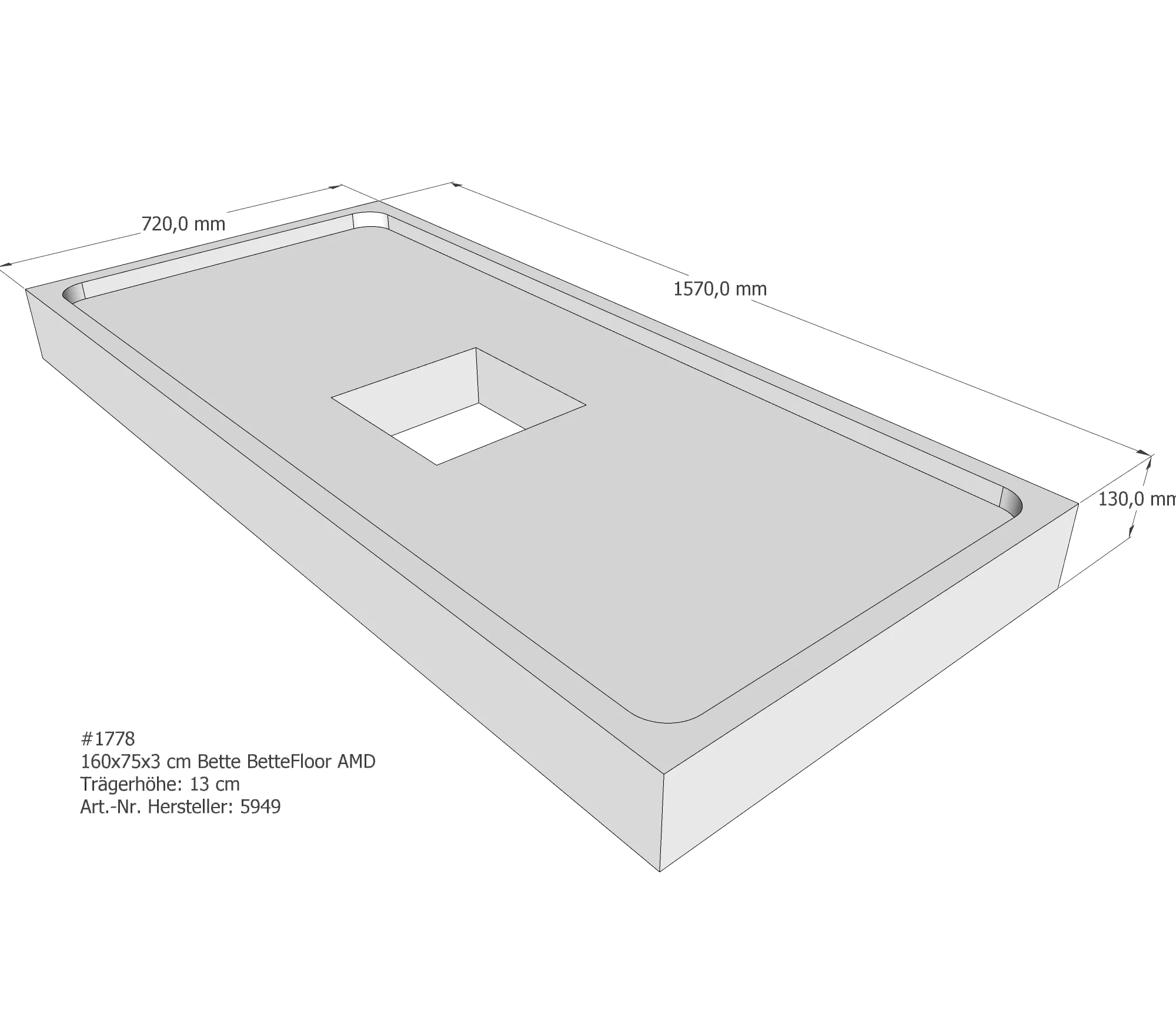 Duschwannenträger passend für Bette BetteFloor 160 × 75 × 3 cm Duschwannenträger passend für Bette BetteFloor 160 × 75 × 3 cm