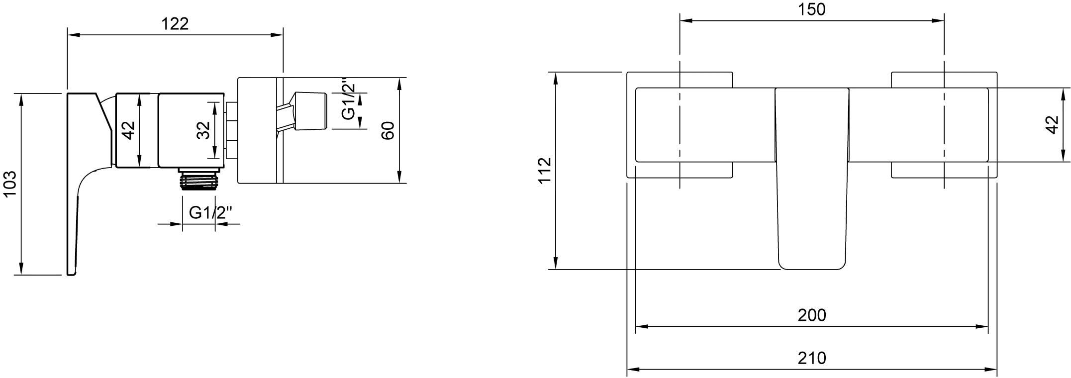 Einhand-Duscharmatur „Architectura Square“ 12,2 cm