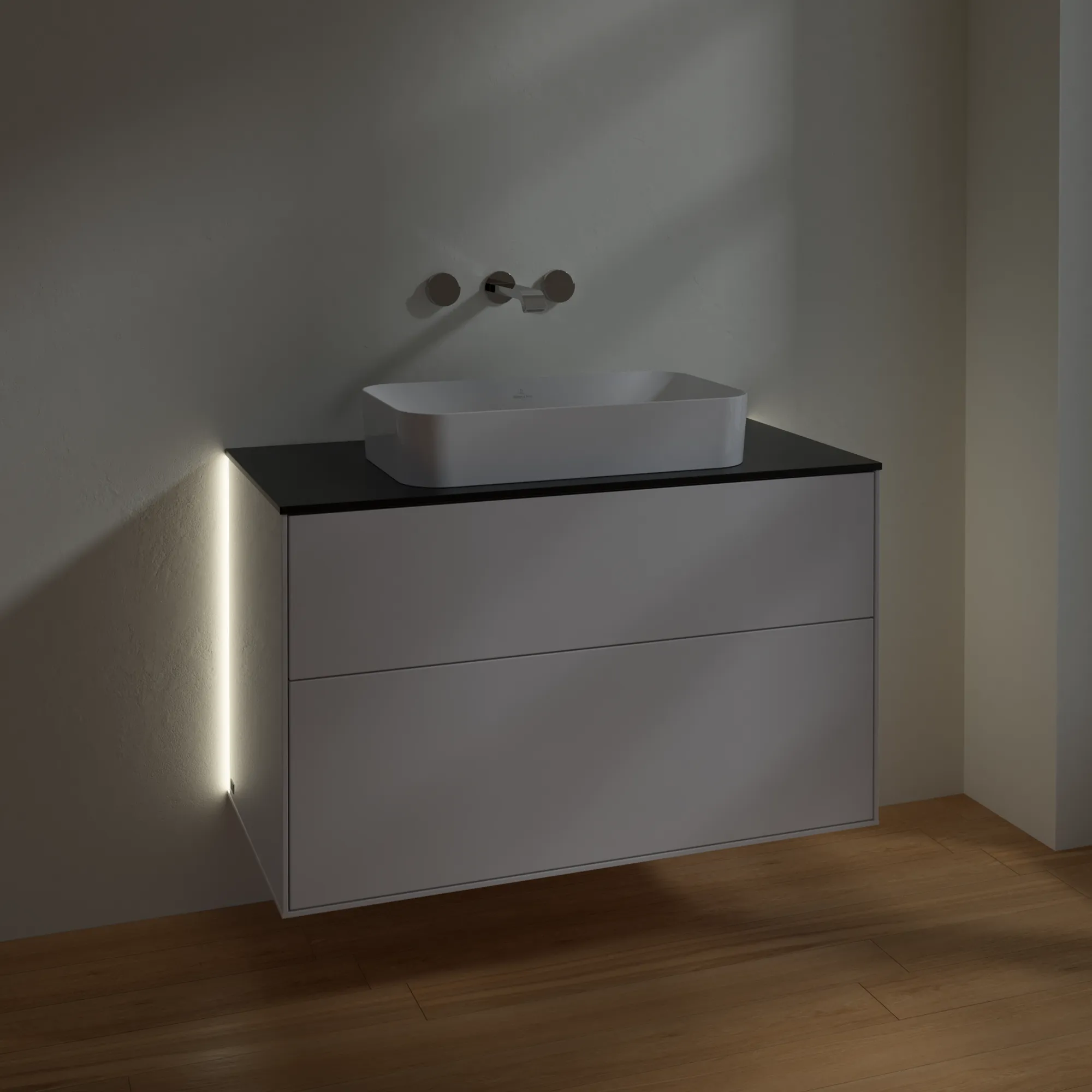 Villeroy & Boch Waschtischunterschrank „Finion“ für Schrankwaschtisch 1000 × 603 × 501 mm Glossy White Lacquer, ohne Hahnlochbohrung, für Becken mittig