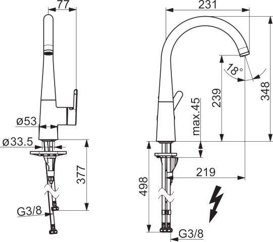 Hansa Einhand-Küchenarmatur Niederdruck „Designo Style“ Ausladung 219 mm in chrom Hansa Einhand-Küchenarmatur Niederdruck „Designo Style“ Ausladung 219 mm in chrom