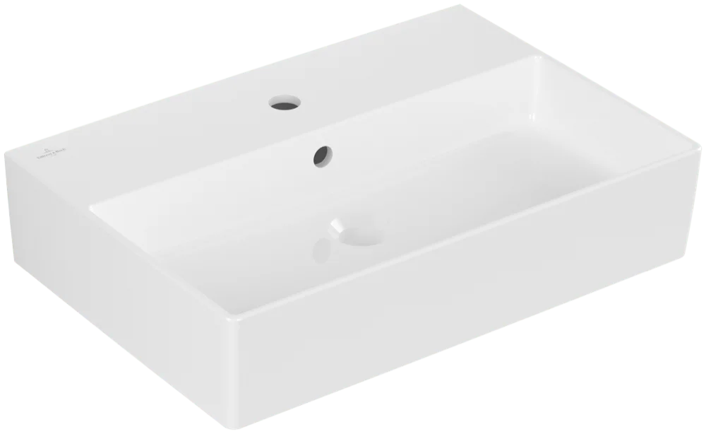 Villeroy & Boch Wandwaschbecken Memento 2.0, 600x420x135mm, glänzend weiß Alpin, TitanCeram, mit Überlauf