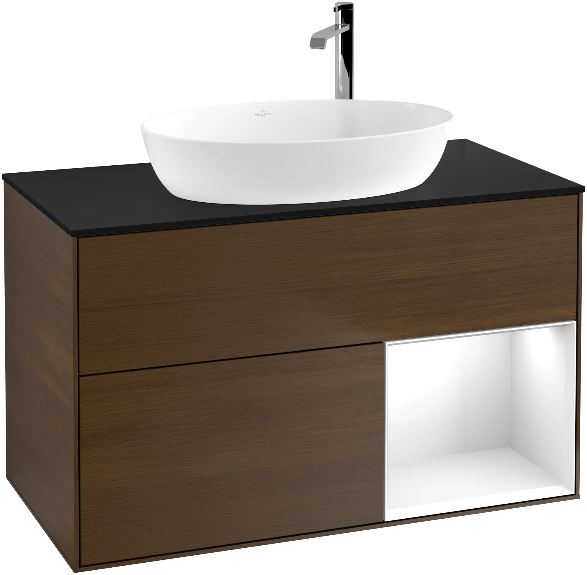 Villeroy & Boch Waschtischunterschrank „Finion“ für Schrankwaschtisch 1000 × 603 × 501 mm Walnut Veneer, für Becken mittig, mit Hahnlochbohrung Villeroy & Boch Waschtischunterschrank „Finion“ für Schrankwaschtisch 1000 × 603 × 501 mm Walnut Veneer, für Becken mittig, mit Hahnlochbohrung