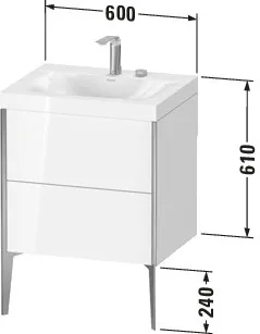 Duravit Waschtischunterschrank bodenstehend „XViu“ 60 × 61 × 48 cm in Weiß Hochglanz