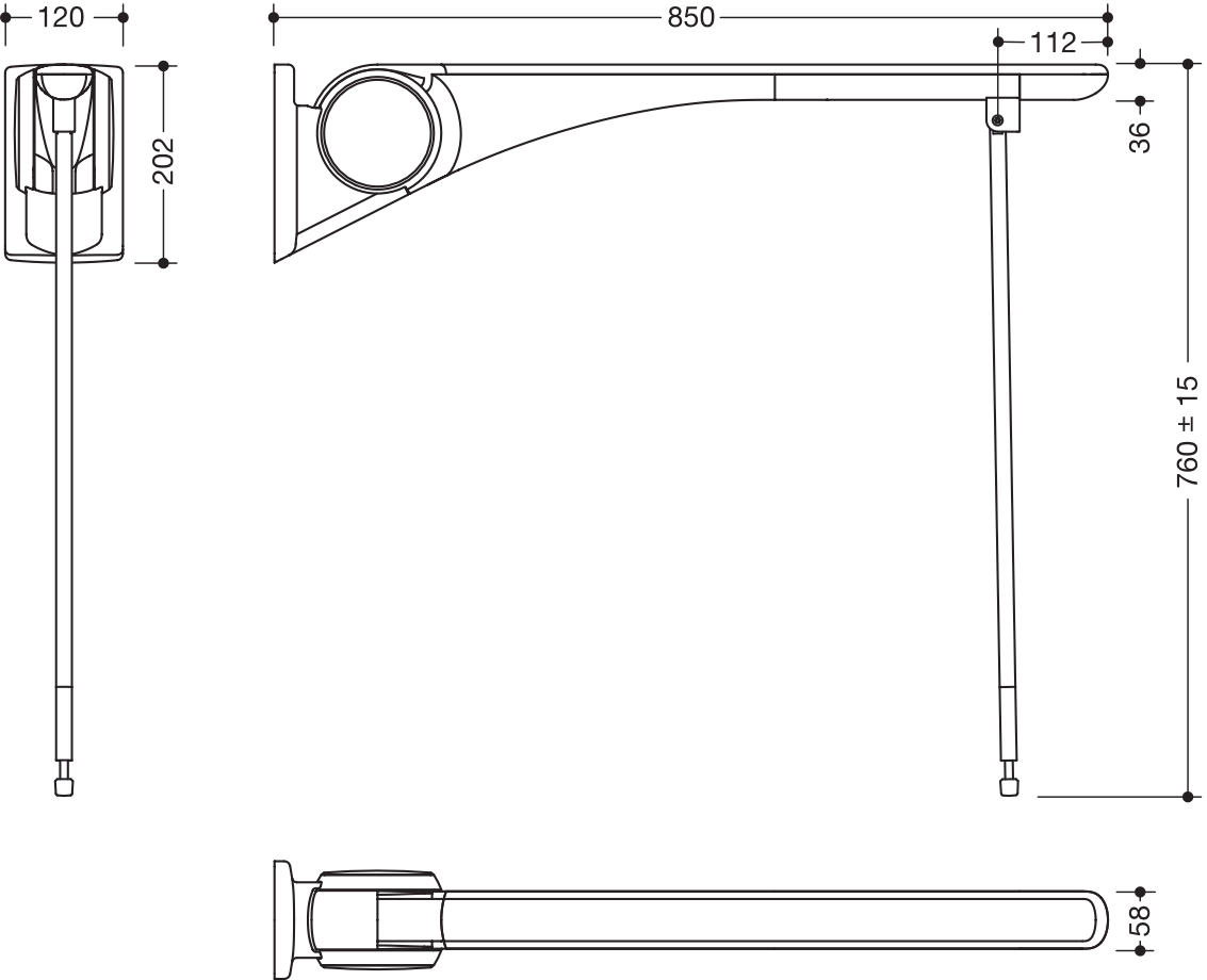 HEWI Stützklappgriff „Serie 802 LifeSystem“