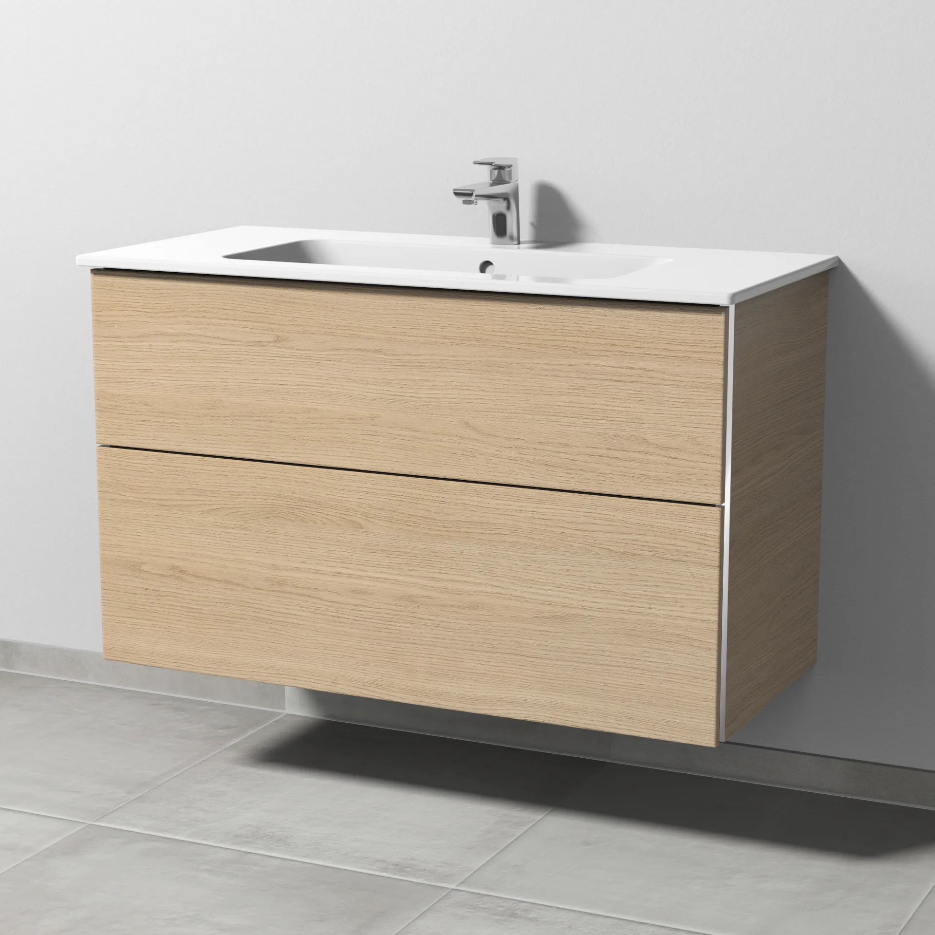 Sanipa Waschtischunterschrank „3way“ passend zu Keramik-Waschtische ME by Starck von Duravit 1000 × 613 × 467 mm in Eiche Nordic