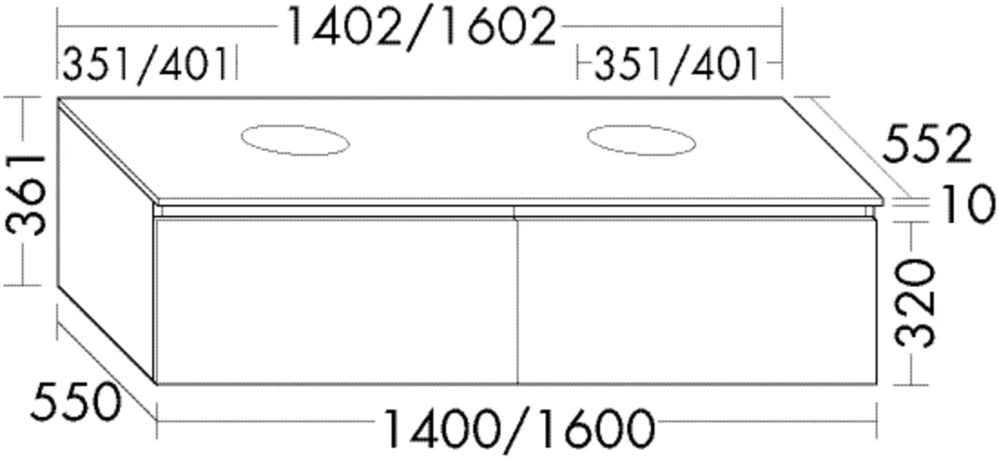 burgbad Waschtischunterschrank „Lin20“ 1442 × 401 × 592 mm in Weiß Matt mit Laserkante burgbad Waschtischunterschrank „Lin20“ 1442 × 401 × 592 mm in Weiß Matt mit Laserkante