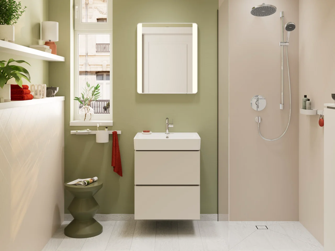 Hansgrohe Waschtisch Xanuia Q, weiß, 600x480 mm, wandhängend mit Hahnloch und Überlauf