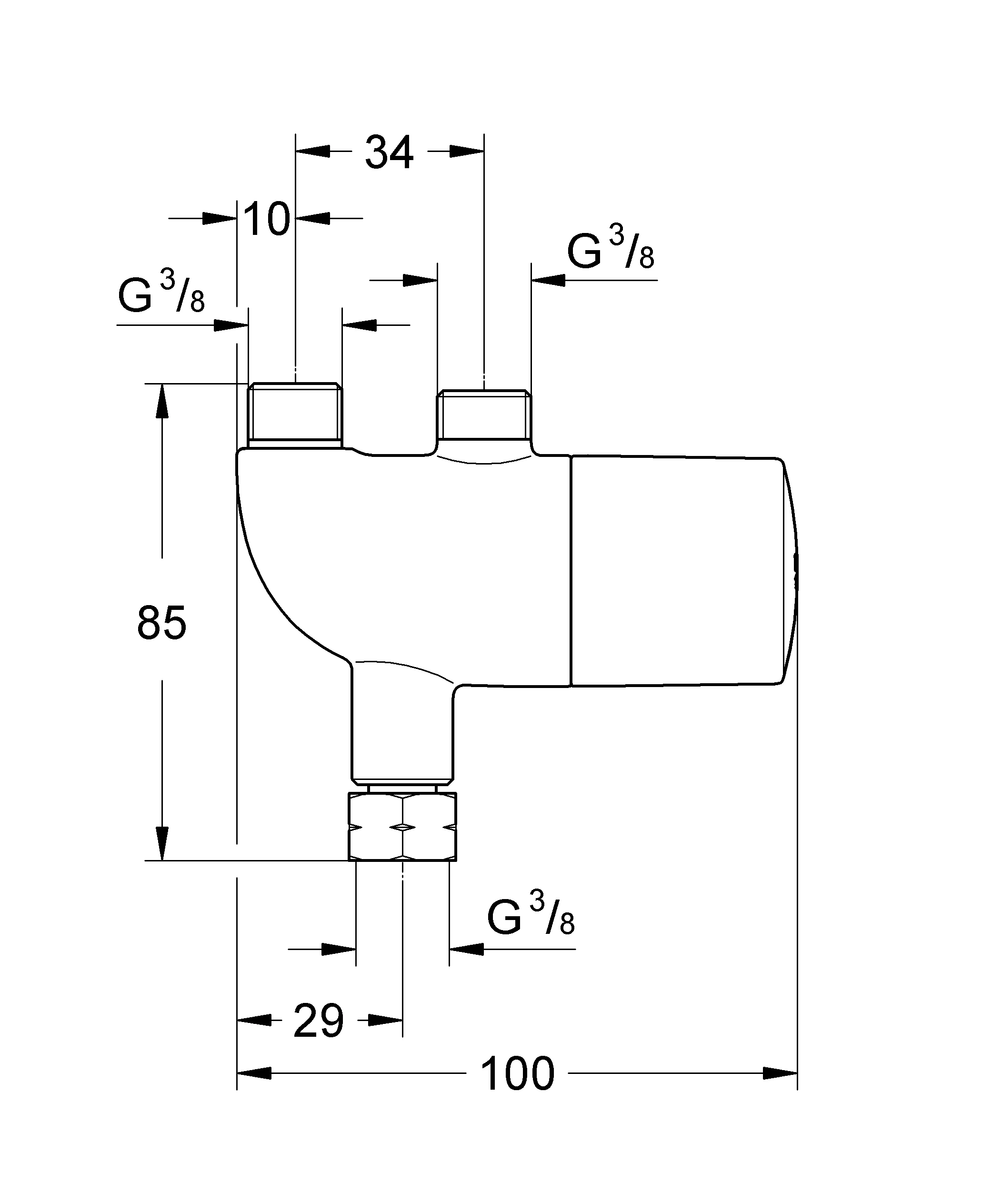 Thermischer Verbrühschutz/Untertischthermostat Grohtherm Micro 34487, chrom