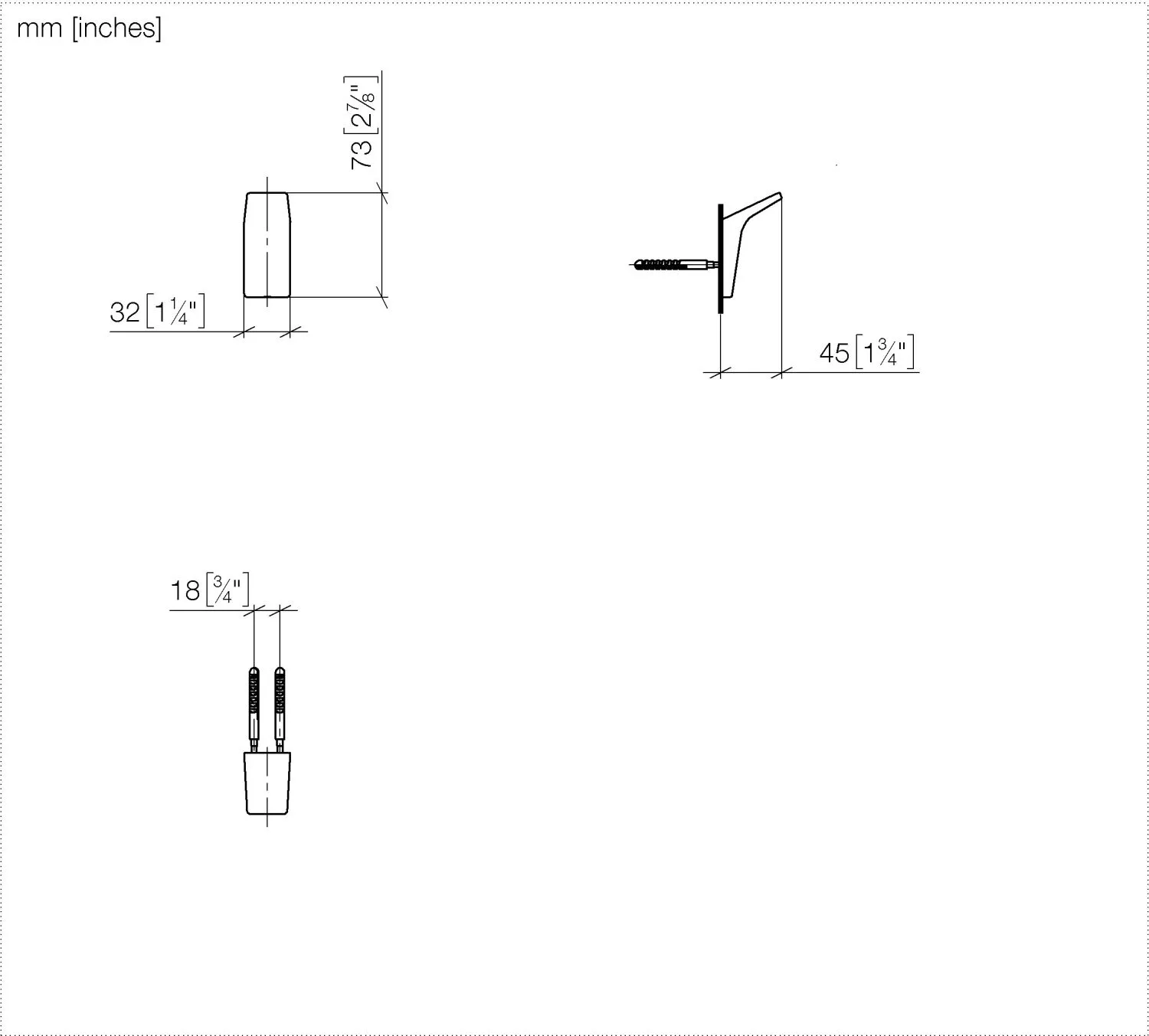 Dornbracht Haken - Breite 32 mm, Höhe 73 mm, Ausladung 43 mm, Chrom