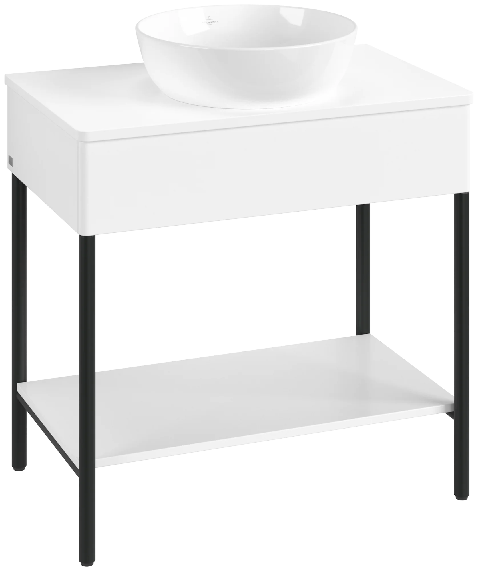 Villeroy & Boch Waschbeckenunterschrank Artis K63011, Eckig White Matt Lacquer, 800x782x500mm, Metallgestell, Push-to-open Funktion, 1 Auszug mit Antirutsch-Boden Villeroy & Boch Waschbeckenunterschrank Artis K63011, Eckig White Matt Lacquer, 800x782x500mm, Metallgestell, Push-to-open Funktion, 1 Auszug mit Antirutsch-Boden