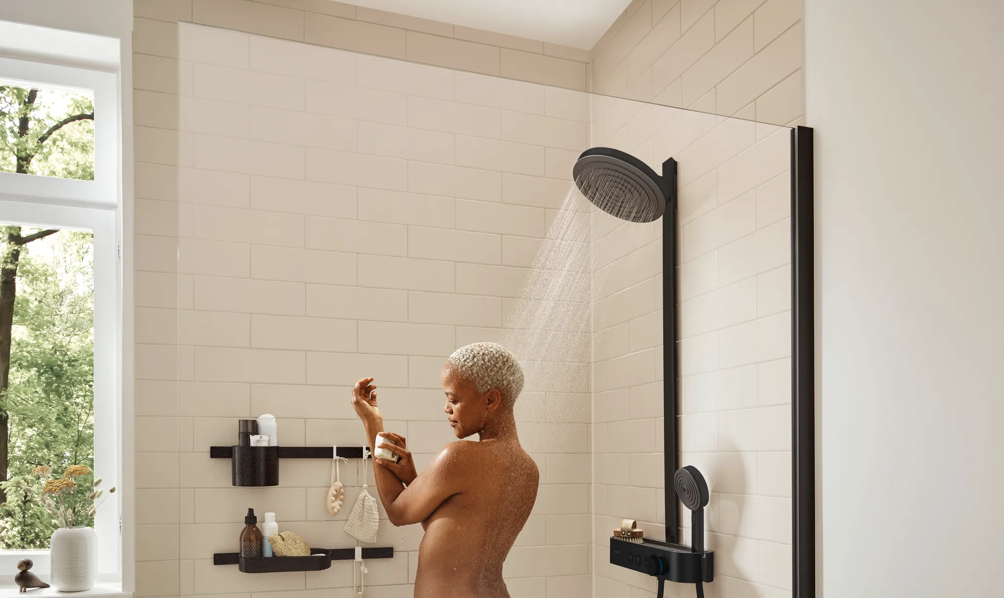 Showerpipe Pulsify 260 2jet EcoSmart mit Brausethermostat Aufputz chrom