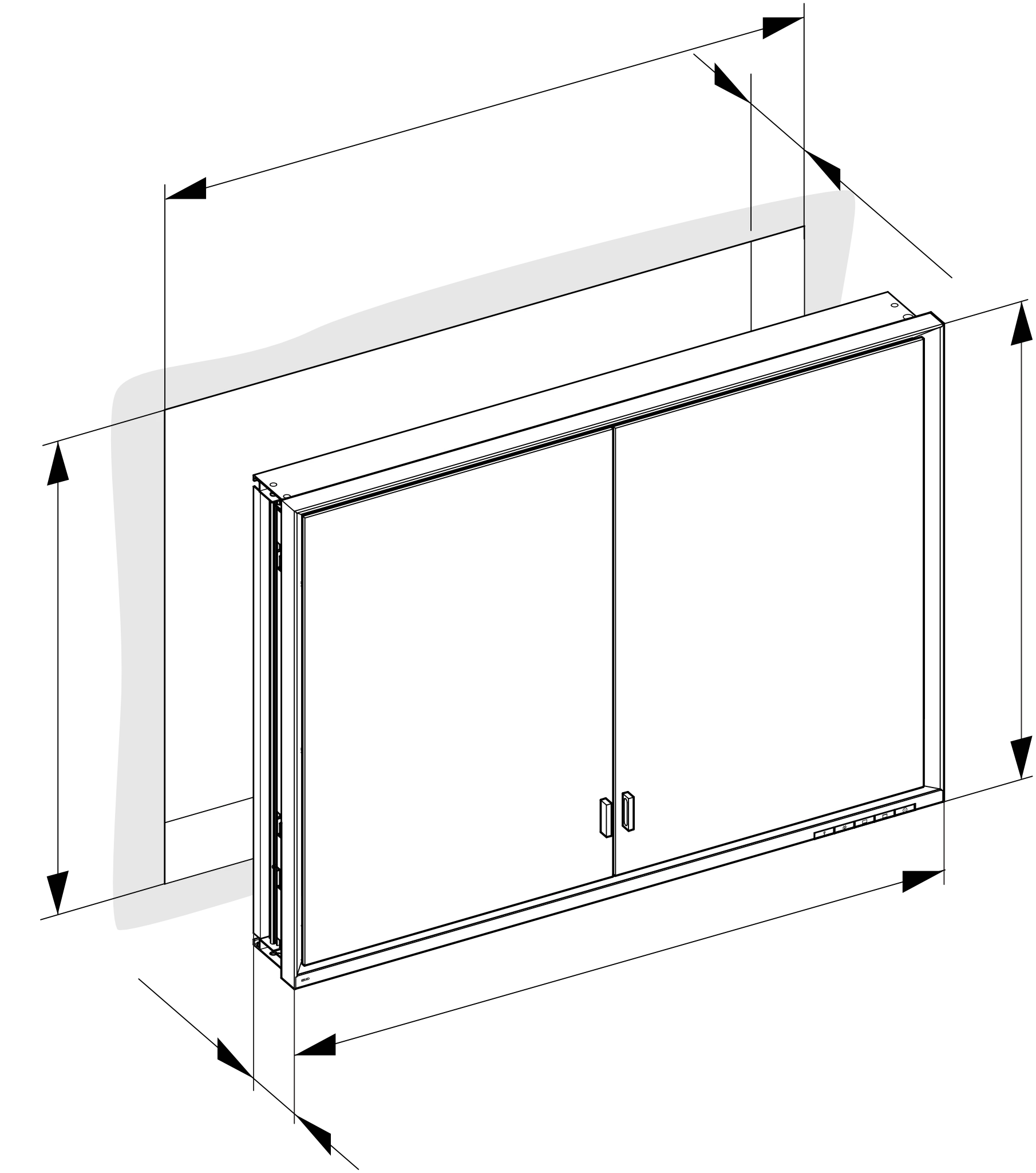 KEUCO Wandeinbau Spiegelschrank mit verdecktem Ablagefach „Royal Lumos“ in Silber (eloxiert), Unterputz, mit Steckdosen, ohne Spiegelheizung 1000 × 735 × 130 mm