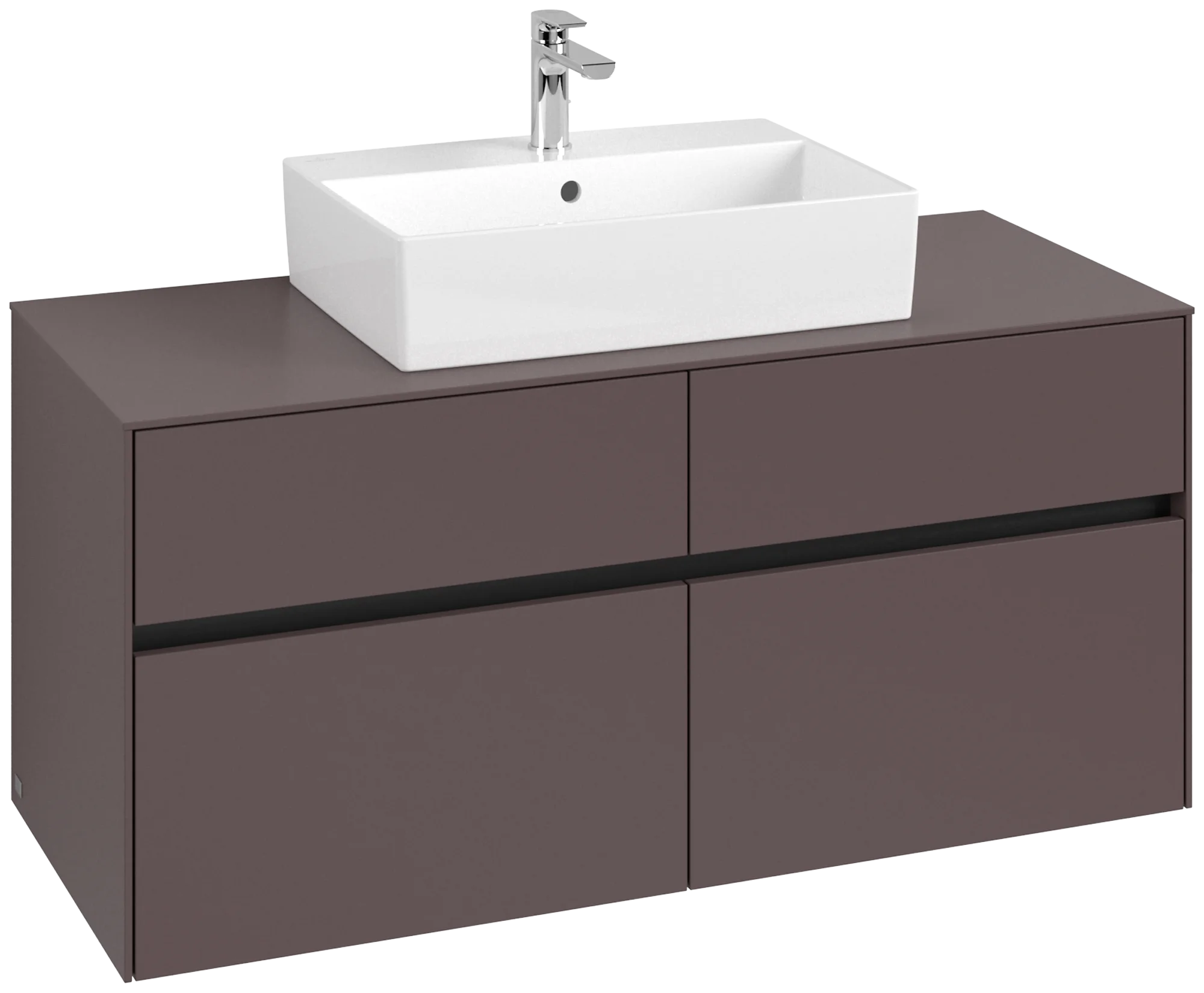 Villeroy & Boch Waschbeckenunterschrank Collaro, Eckig Dark Berry, 500x548x1200mm, mit Beleuchtung und SoftClosing