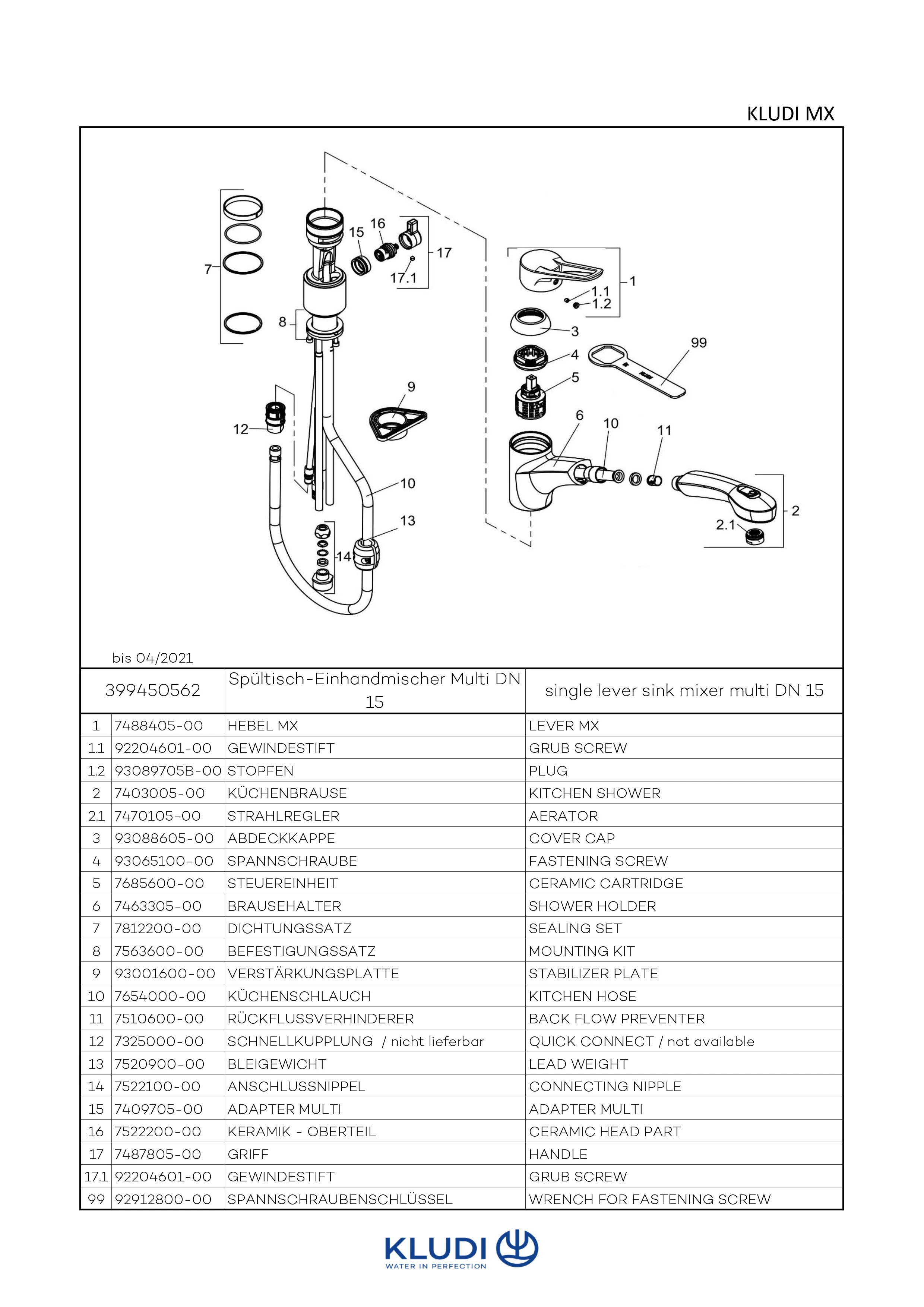 MX SpültischMultiEHM DN 8 herausz. Brause chrom MX SpültischMultiEHM DN 8 herausz. Brause chrom
