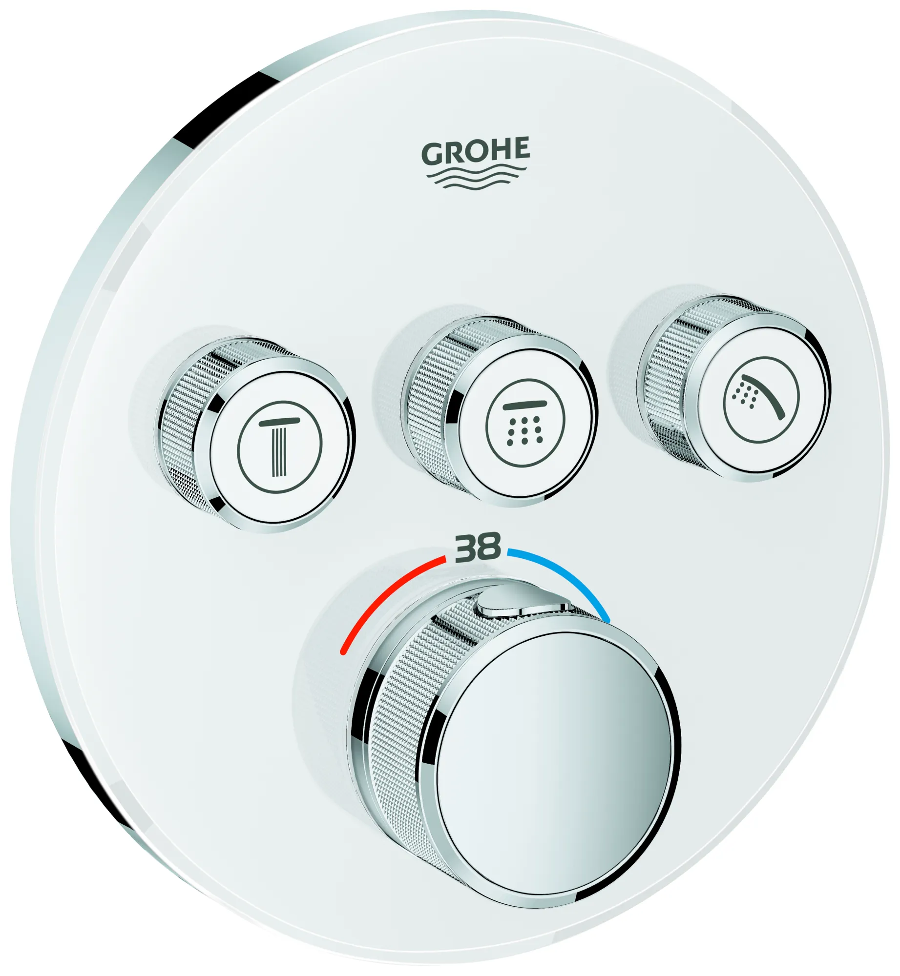 Thermostat Grohtherm SmartControl 29904, mit 3 Absperrventilen, Fertigmontageset für Rapido SmartBox, Wandrosette rund, moon white Thermostat Grohtherm SmartControl 29904, mit 3 Absperrventilen, Fertigmontageset für Rapido SmartBox, Wandrosette rund, moon white