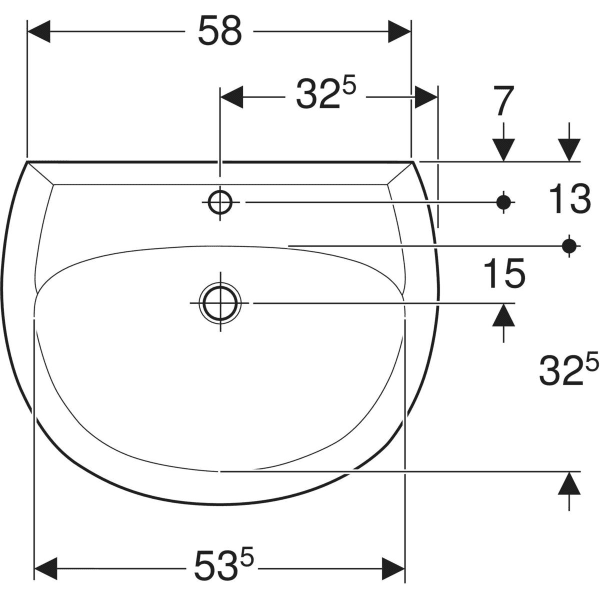 Wandwaschtisch „Renova“, mit Überlauf, Hahnlochposition mittig 65 × 51 cm in manhattan Wandwaschtisch „Renova“, mit Überlauf, Hahnlochposition mittig 65 × 51 cm in manhattan