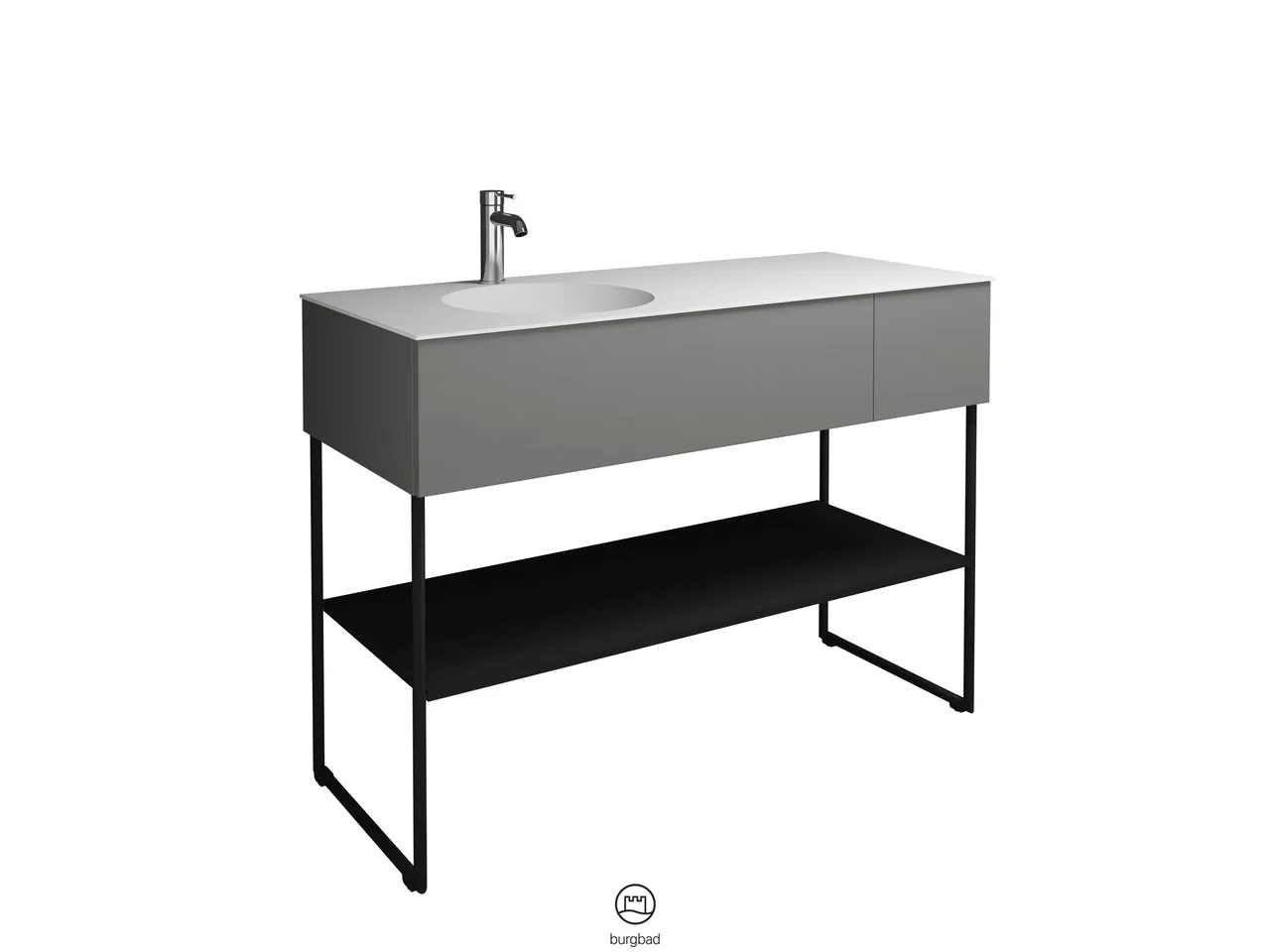 burgbad Coco Mineralguss-Waschtisch inkl. Waschtischunterschrank, Schwarz Seidenglanz burgbad Coco Mineralguss-Waschtisch inkl. Waschtischunterschrank, Schwarz Seidenglanz