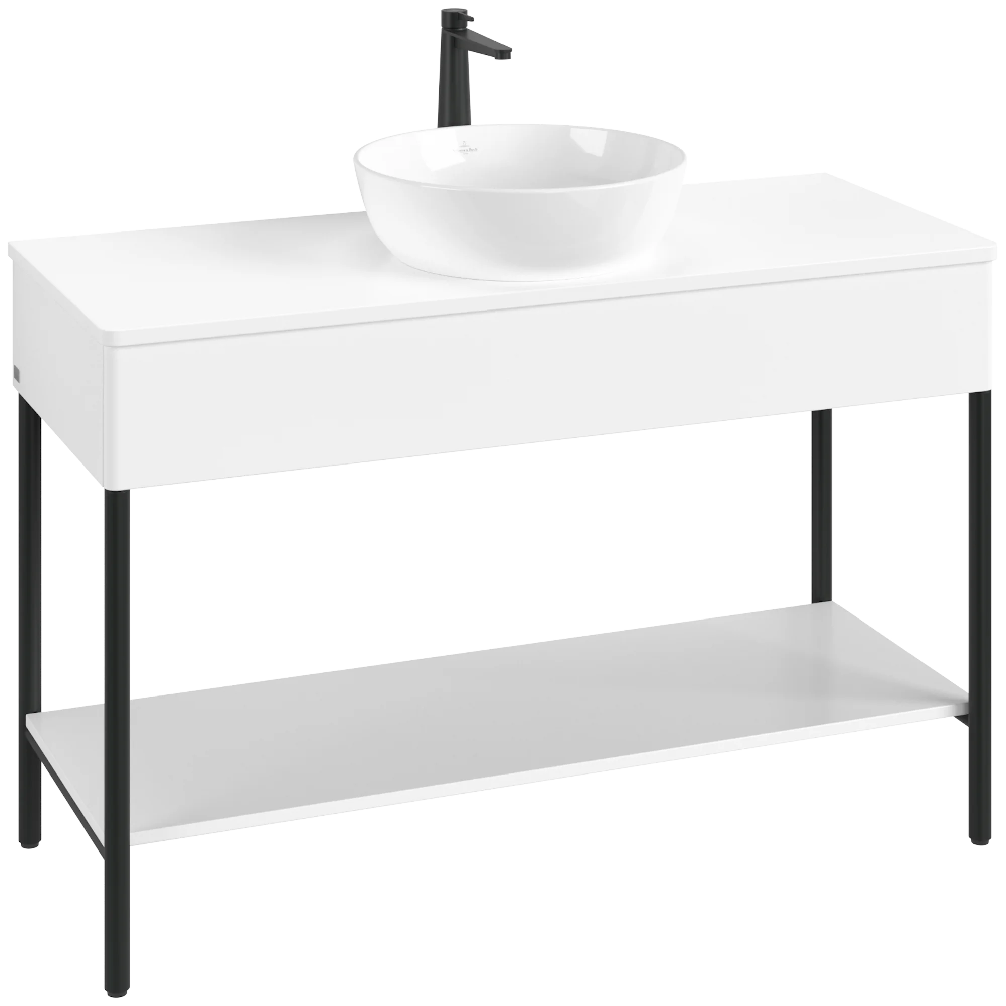Villeroy & Boch Waschbeckenunterschrank Artis, Eckig White Matt Lacquer, 1.200 x 782 x 500 mm, mit Metallgestell und Push-to-open Funktion