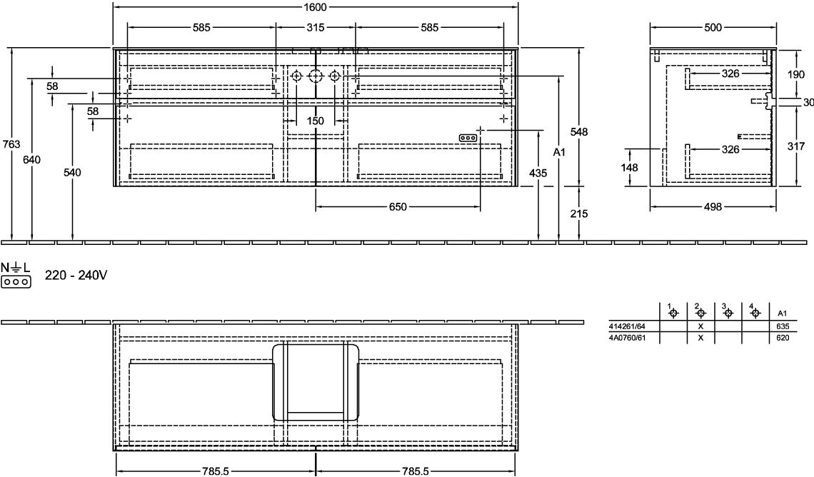 Villeroy & Boch Waschtischunterschrank „Collaro“ 1600 × 548 × 500 mm Stone Oak, ohne Beleuchtung, für Becken mittig Villeroy & Boch Waschtischunterschrank „Collaro“ 1600 × 548 × 500 mm Stone Oak, ohne Beleuchtung, für Becken mittig