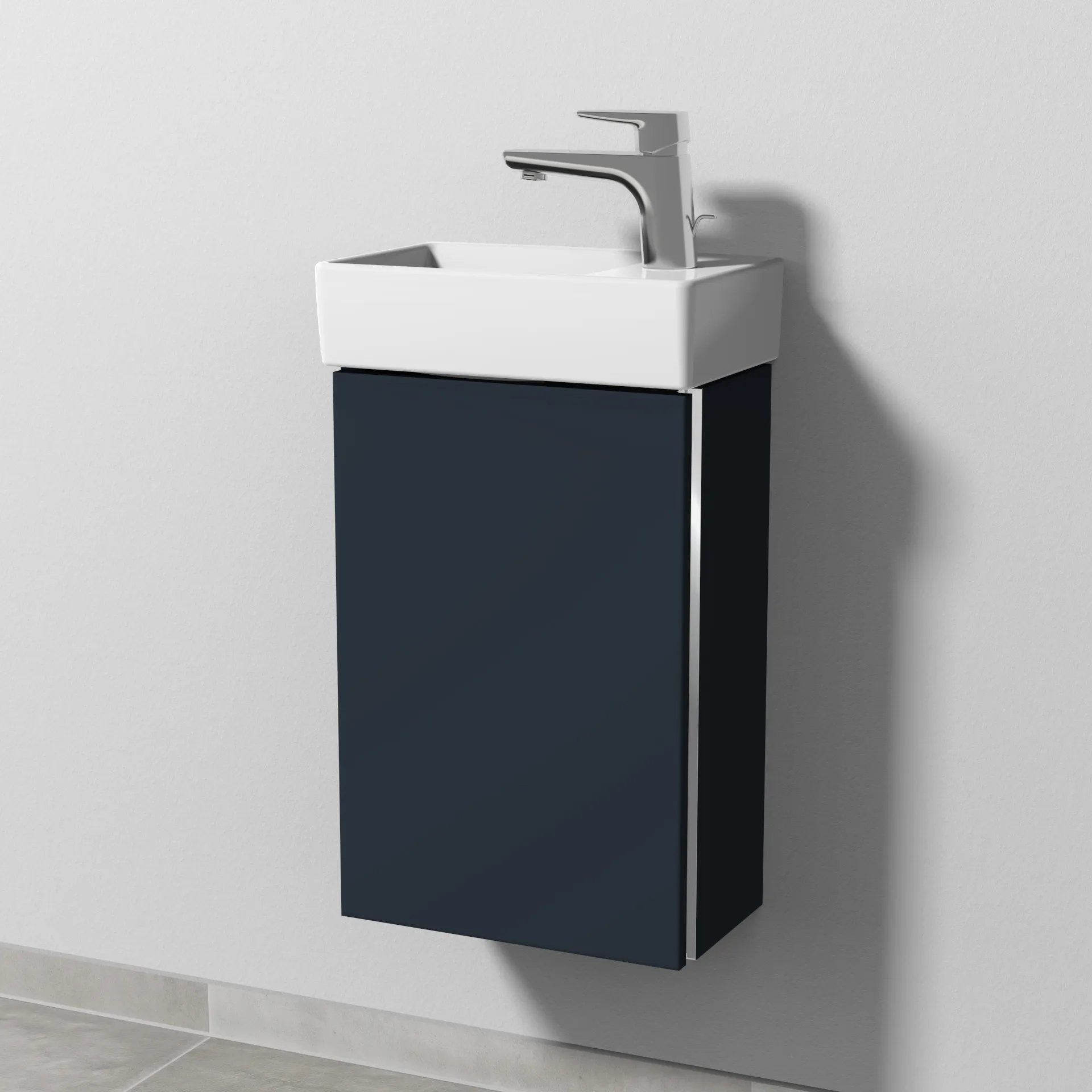 Sanipa Waschtischunterschrank „3way“ passend zu Keramik-Waschtische Avento von Villeroy & Boch 340 × 510 × 202 mm in Marine (matt), Anschlag links
