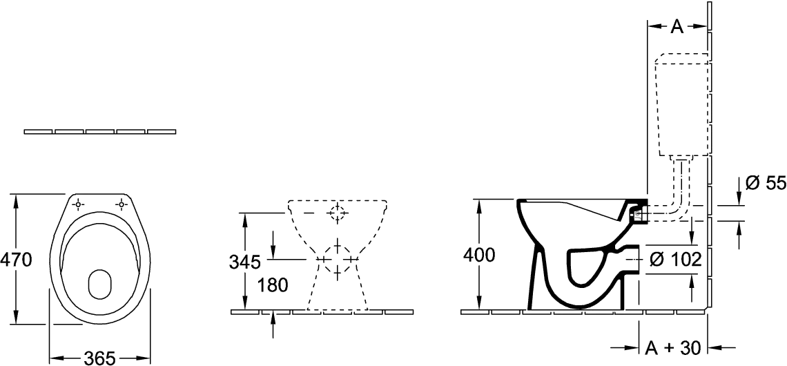 Flachspül-WC spülrandlos O.novo 7619R0, 360 x 460 x 395 mm, Oval, bodenstehend, Abgang waagerecht, Weiß Alpin Flachspül-WC spülrandlos O.novo 7619R0, 360 x 460 x 395 mm, Oval, bodenstehend, Abgang waagerecht, Weiß Alpin