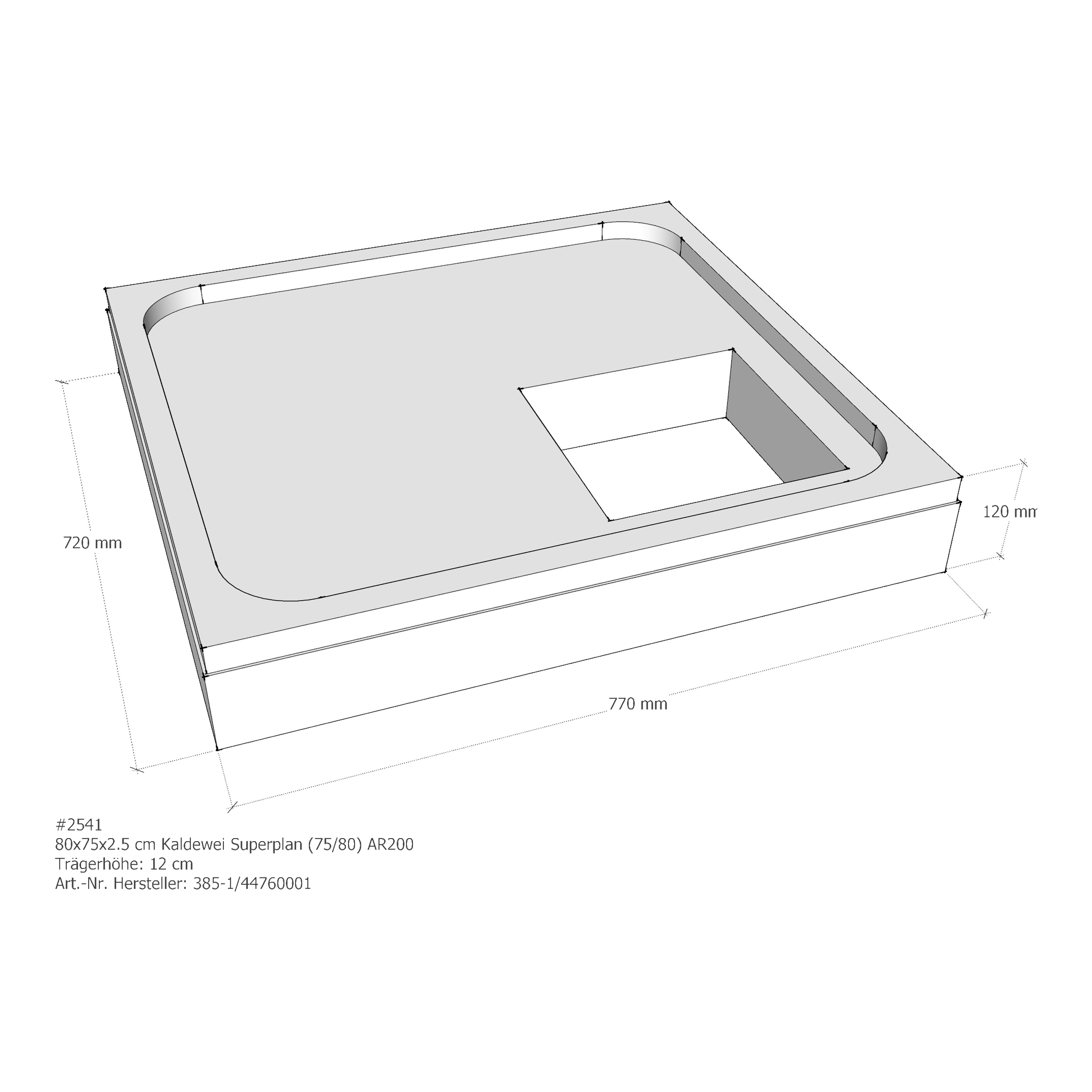 Duschwannenträger für Kaldewei Superplan 75 × 80 × 2,5 cm