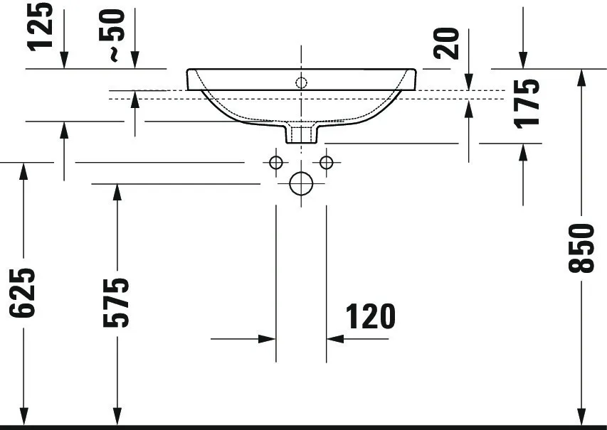 Einbauwaschtisch „No.1“, mit Überlauf, Hahnlochposition mittig Einbauwaschtisch „No.1“, mit Überlauf, Hahnlochposition mittig