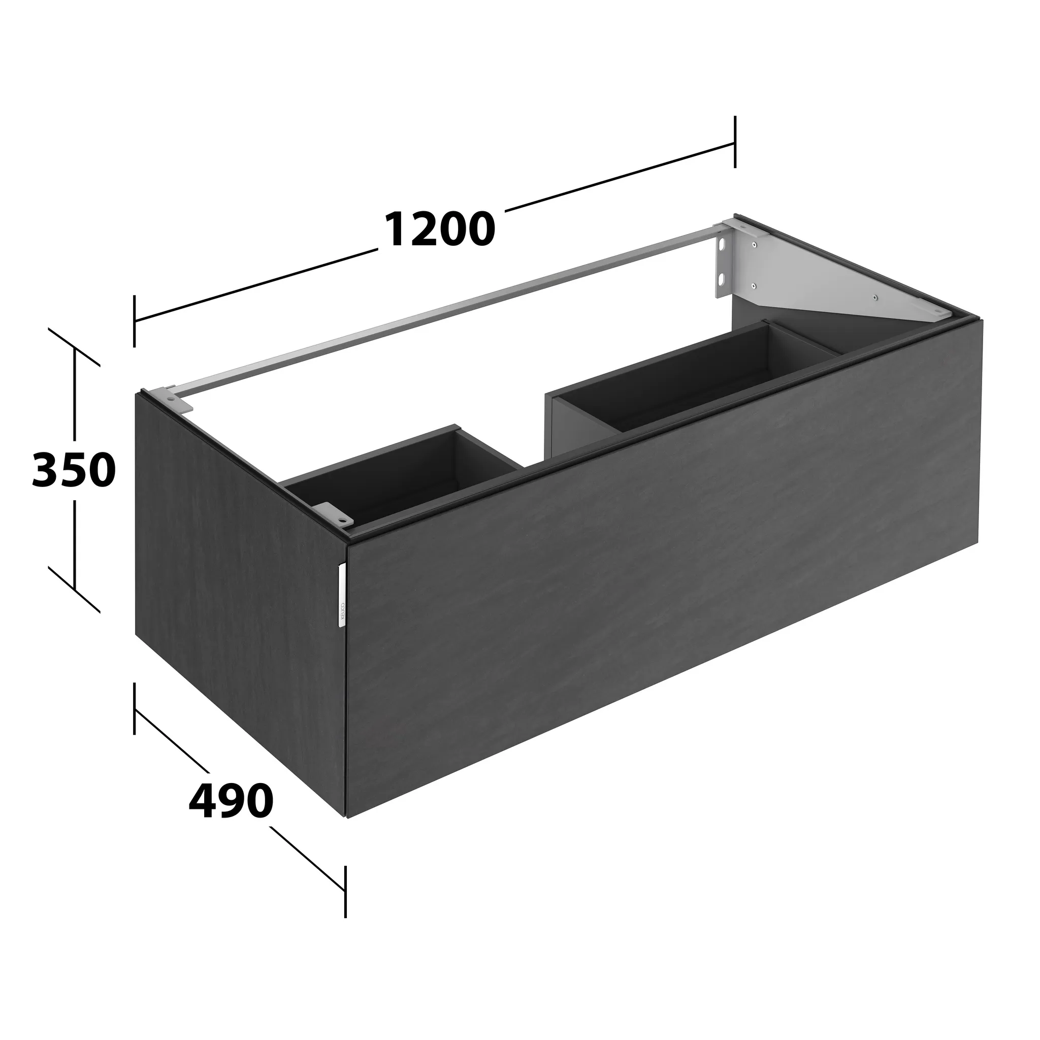 KEUCO Waschtischunterschrank mit Auszug „Edition 11 Art“ Basalt (Keramik), Basalt (Keramik), mit Beleuchtung 1200 × 350 × 490 mm