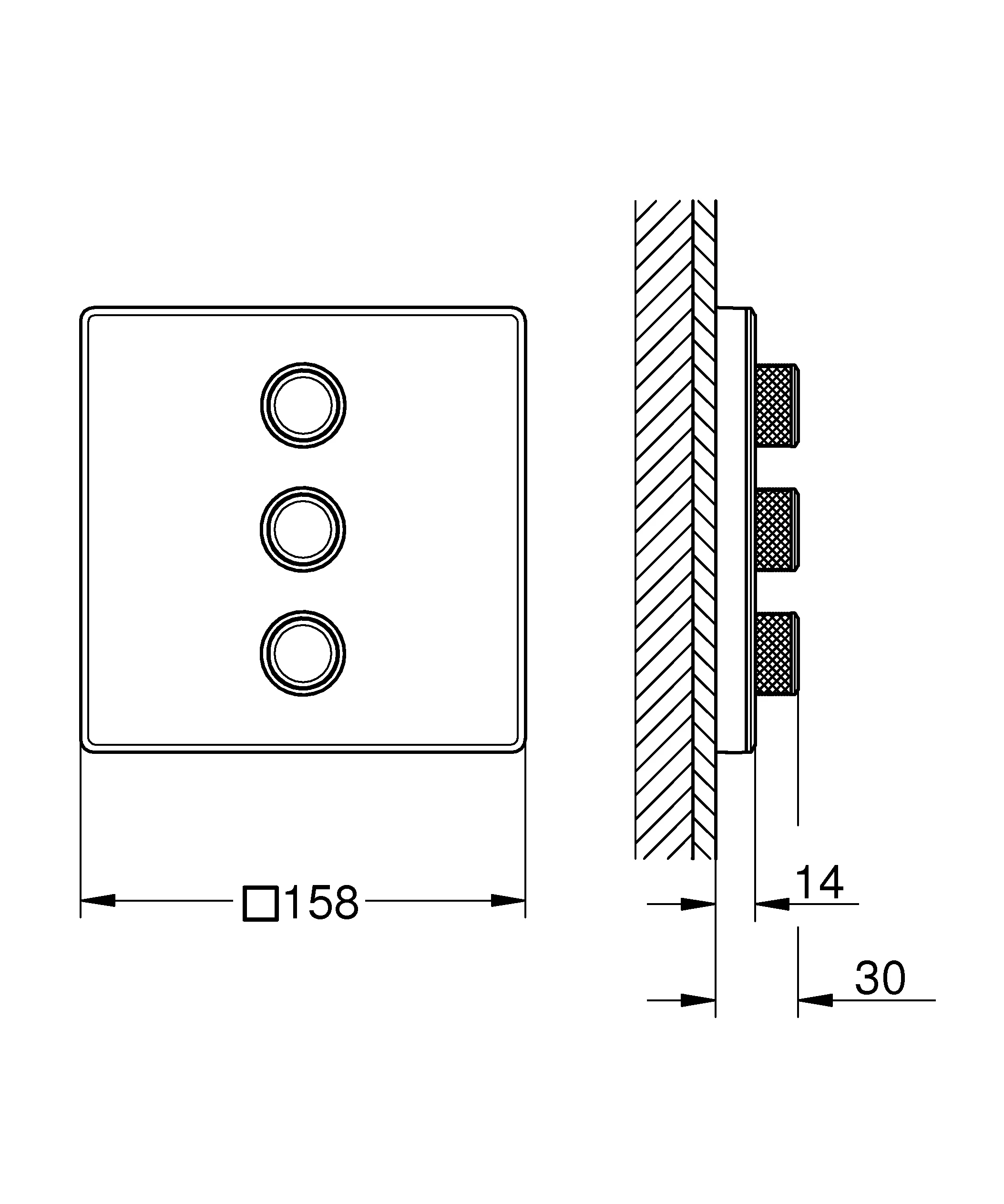 3-fach Unterputzventil Grohtherm SmartControl 29158, Fertigmontageset für Rapido SmartBox, Wandrosette eckig, moon white