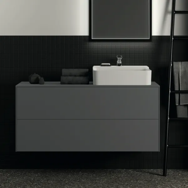 Ideal Standard Waschtischunterschrank Conca, Anthrazit matt, 1.202 x 505 x 550 mm, 2 Auszüge mit Push-Open und Softclose-Einzug, wahlweise Ausschnitt links oder rechts Ideal Standard Waschtischunterschrank Conca, Anthrazit matt, 1.202 x 505 x 550 mm, 2 Auszüge mit Push-Open und Softclose-Einzug, wahlweise Ausschnitt links oder rechts