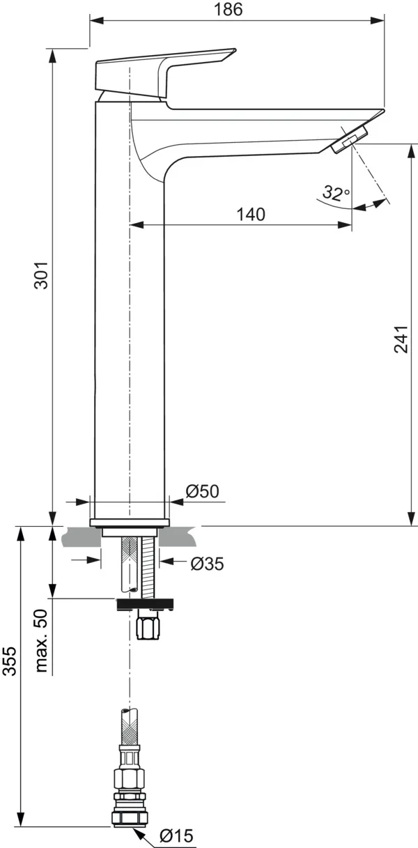 Ideal Standard Waschtischarmatur TESI A6575AA, verlängerter Sockel, 140mm Ausladung, Chrom Ideal Standard Waschtischarmatur TESI A6575AA, verlängerter Sockel, 140mm Ausladung, Chrom